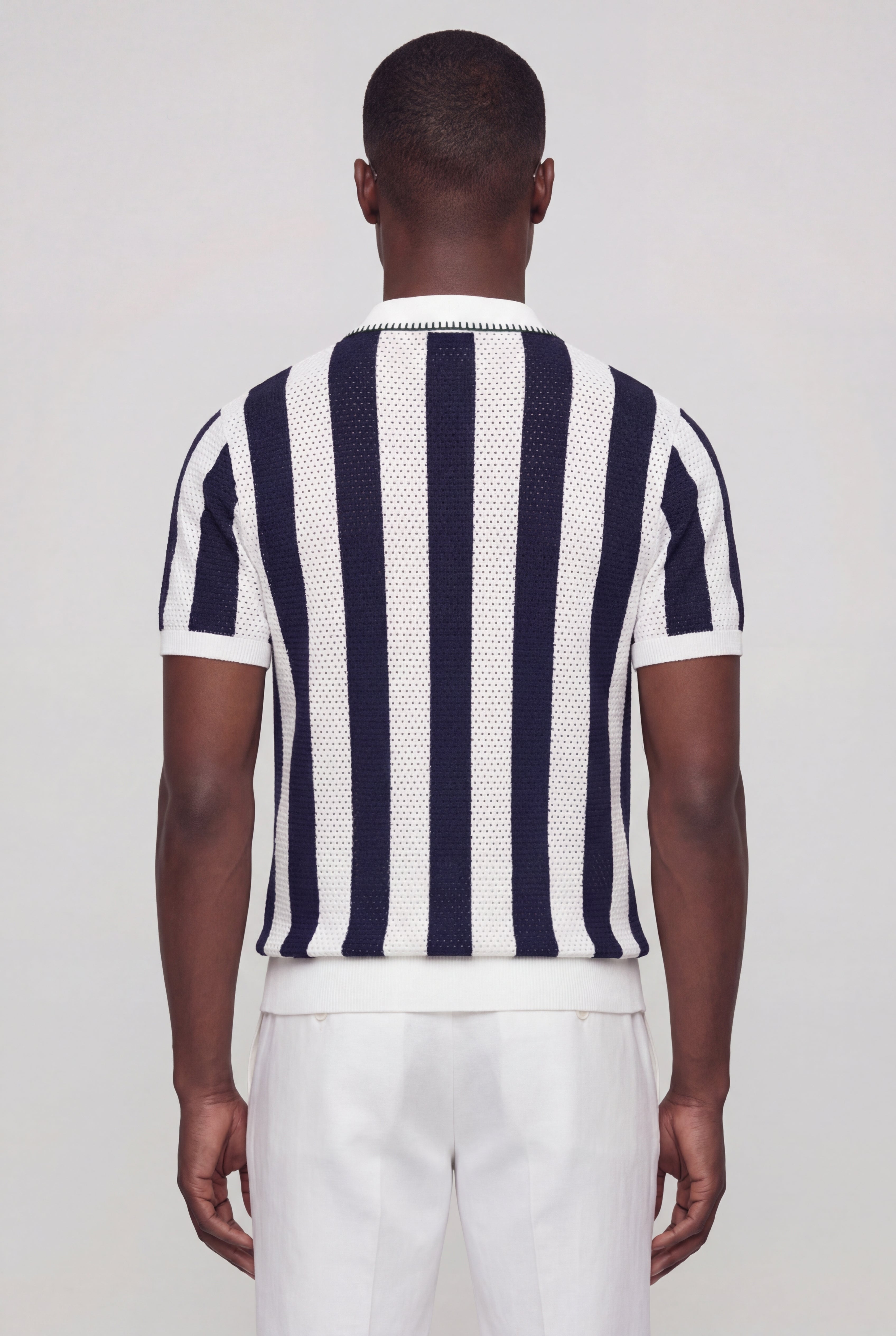 KLIERO STRIPED KNIT POLO – BLUE