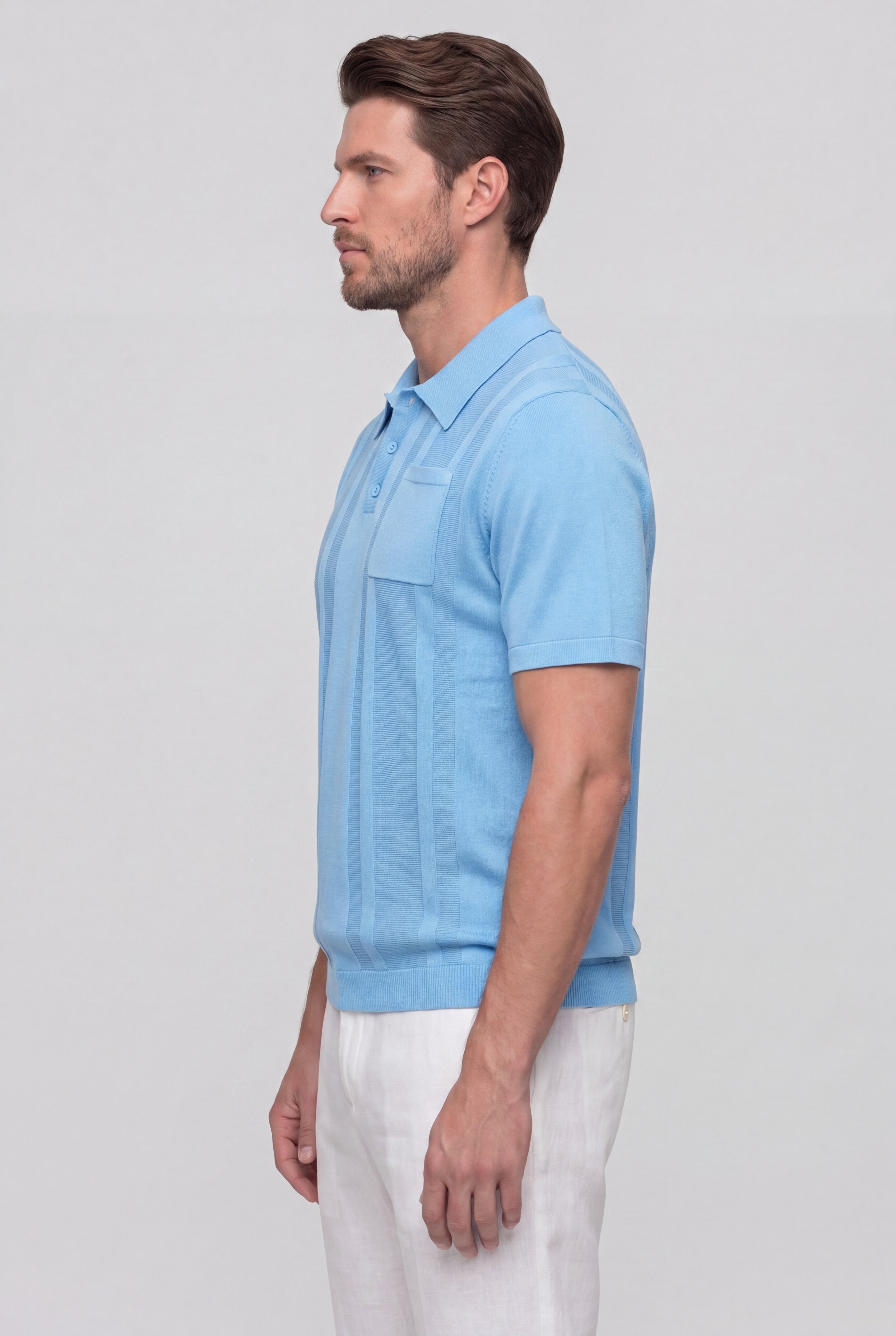 KYRENZO KNIT POLO SHIRT – BLUE