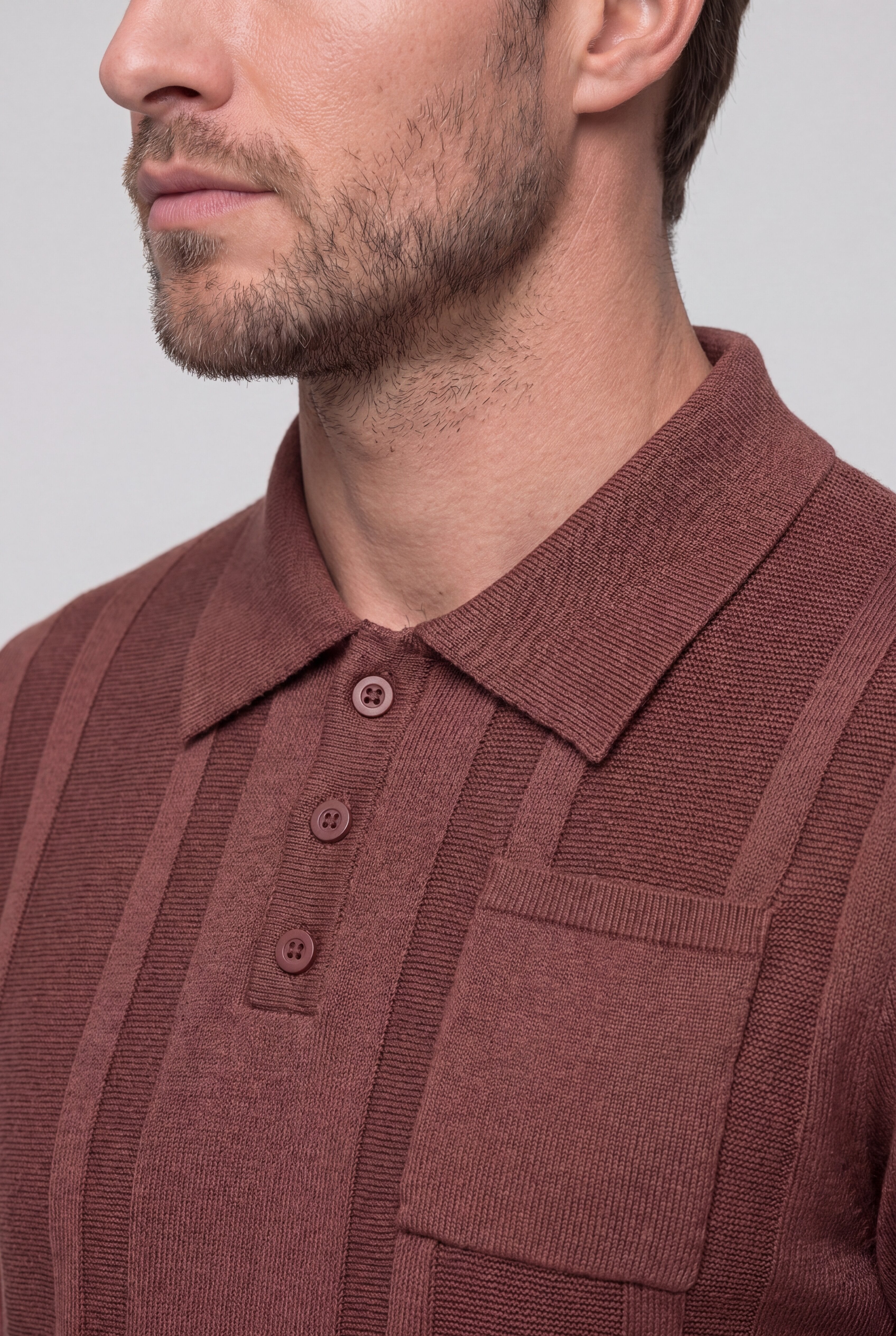 KYRENZO KNIT POLO SHIRT – BROWN