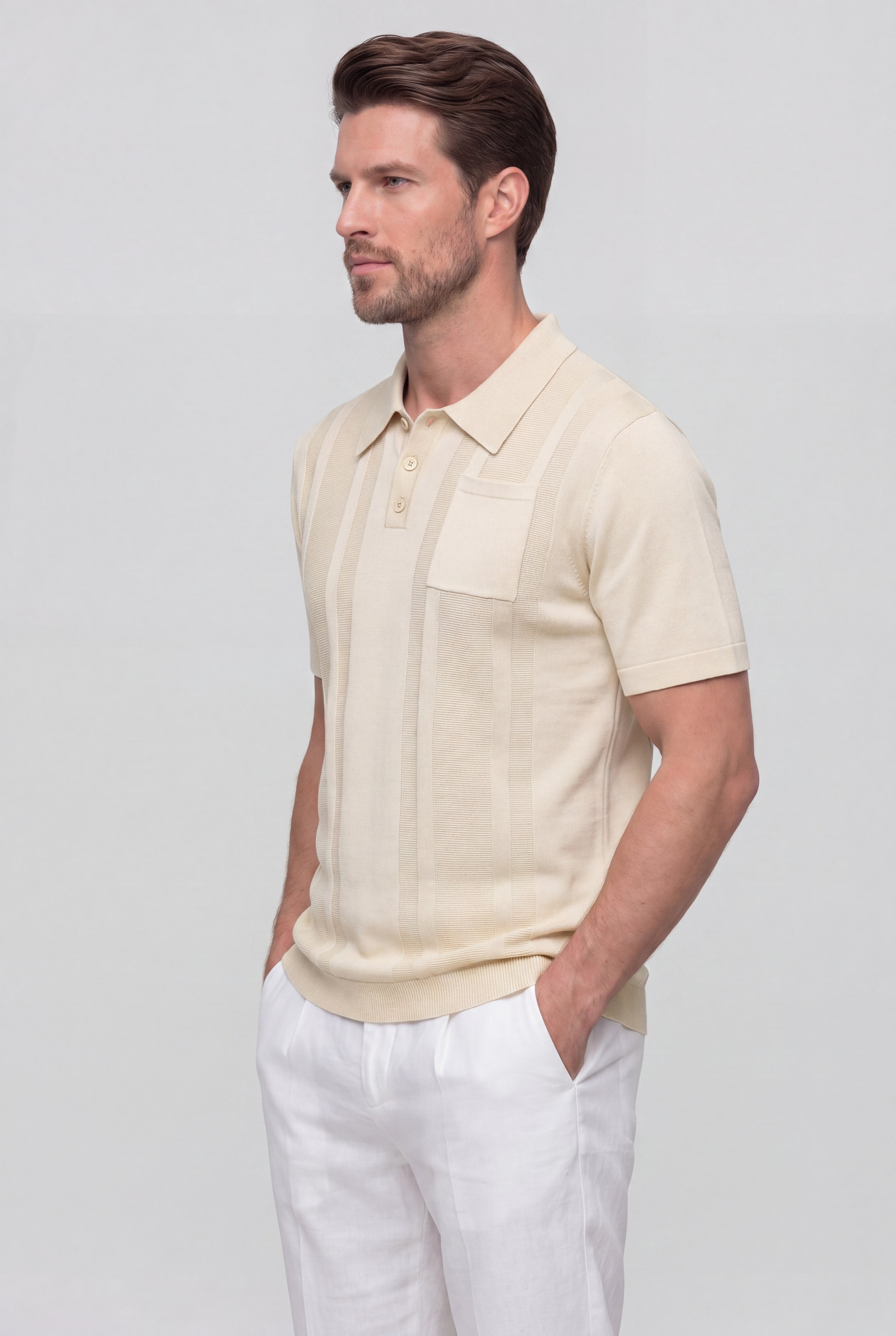 KYRENZO KNIT POLO SHIRT – KHAKI