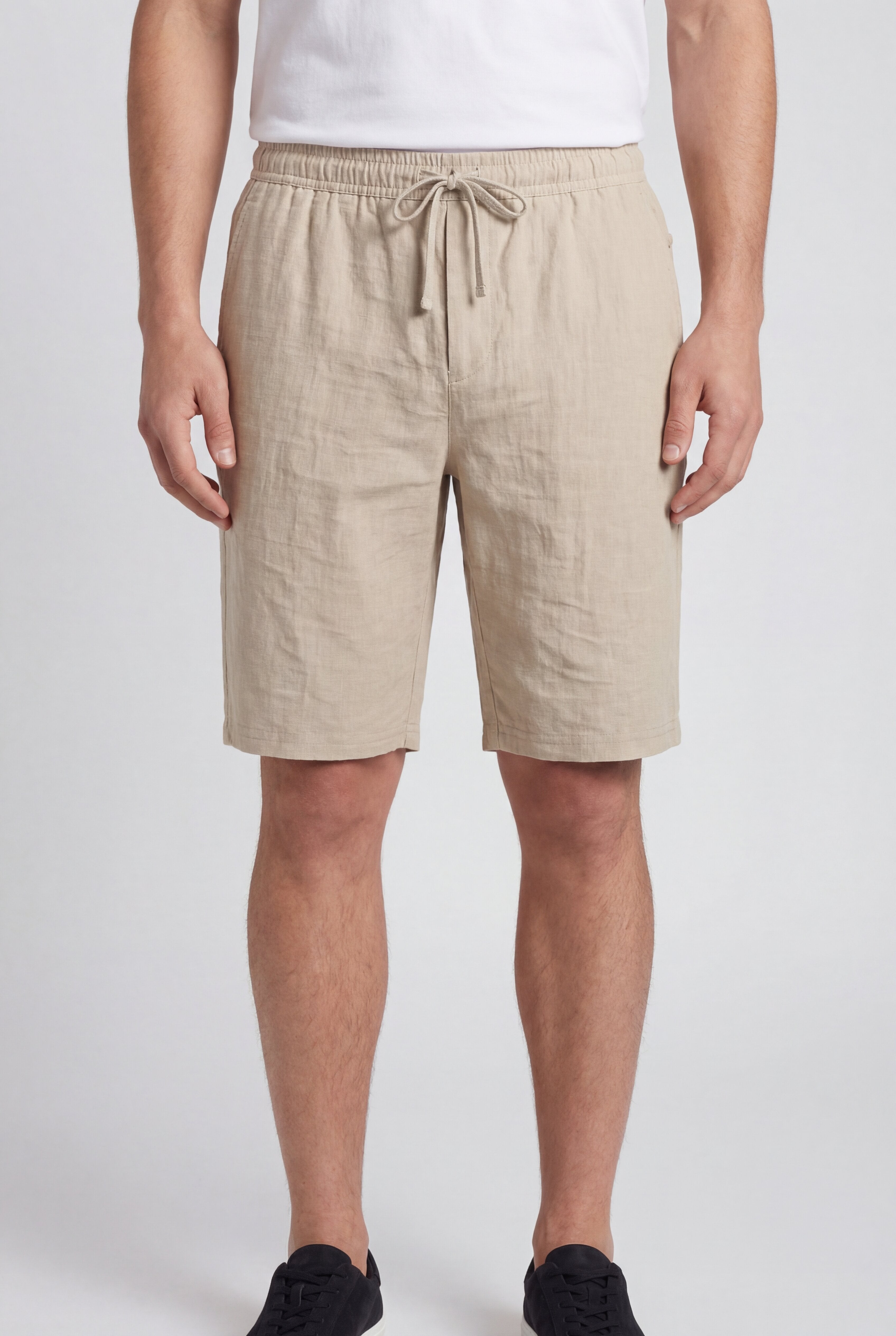 LECAN LINEN DRAWSTRING SHORTS - BEIGE
