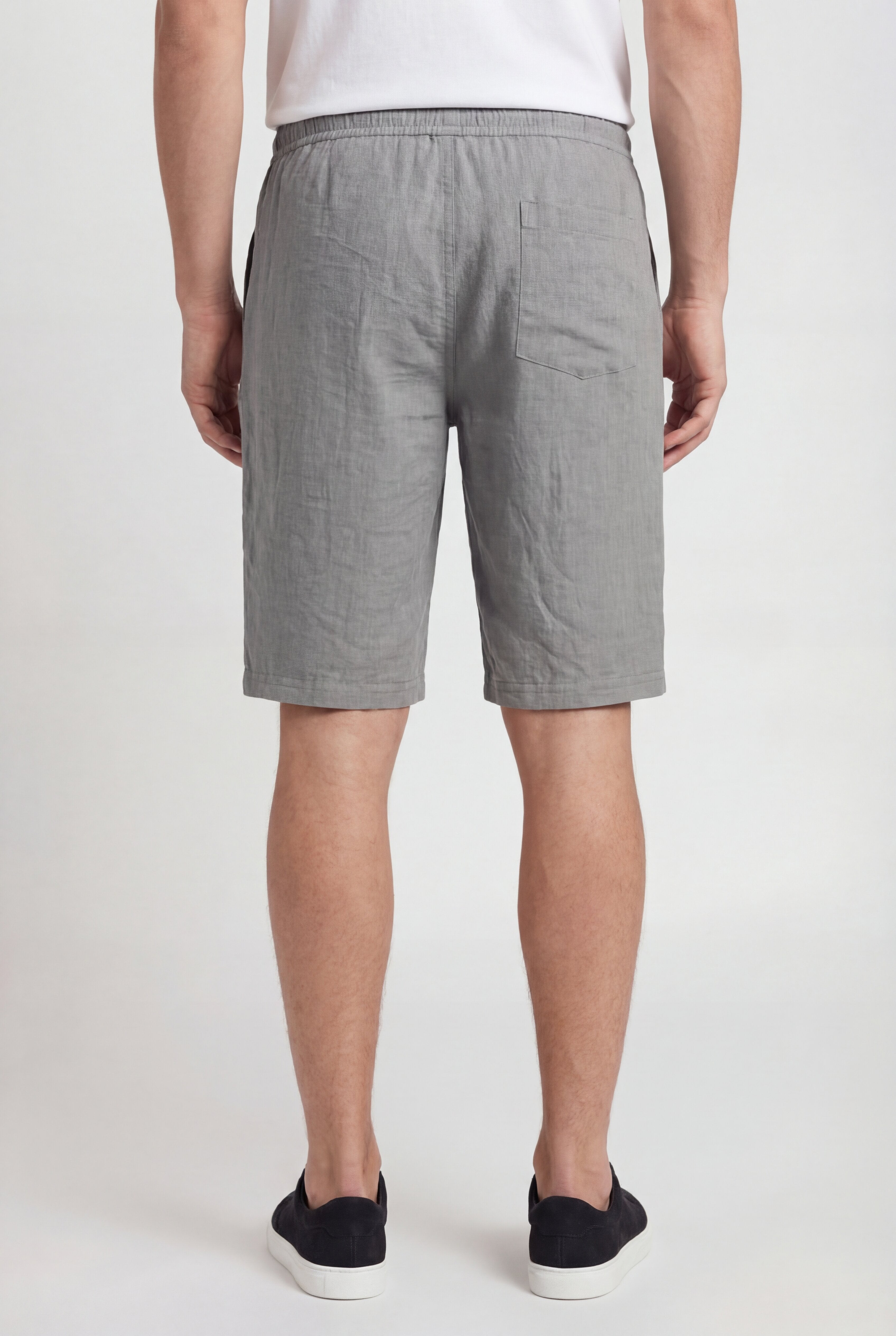 LECAN LINEN DRAWSTRING SHORTS - GRAY