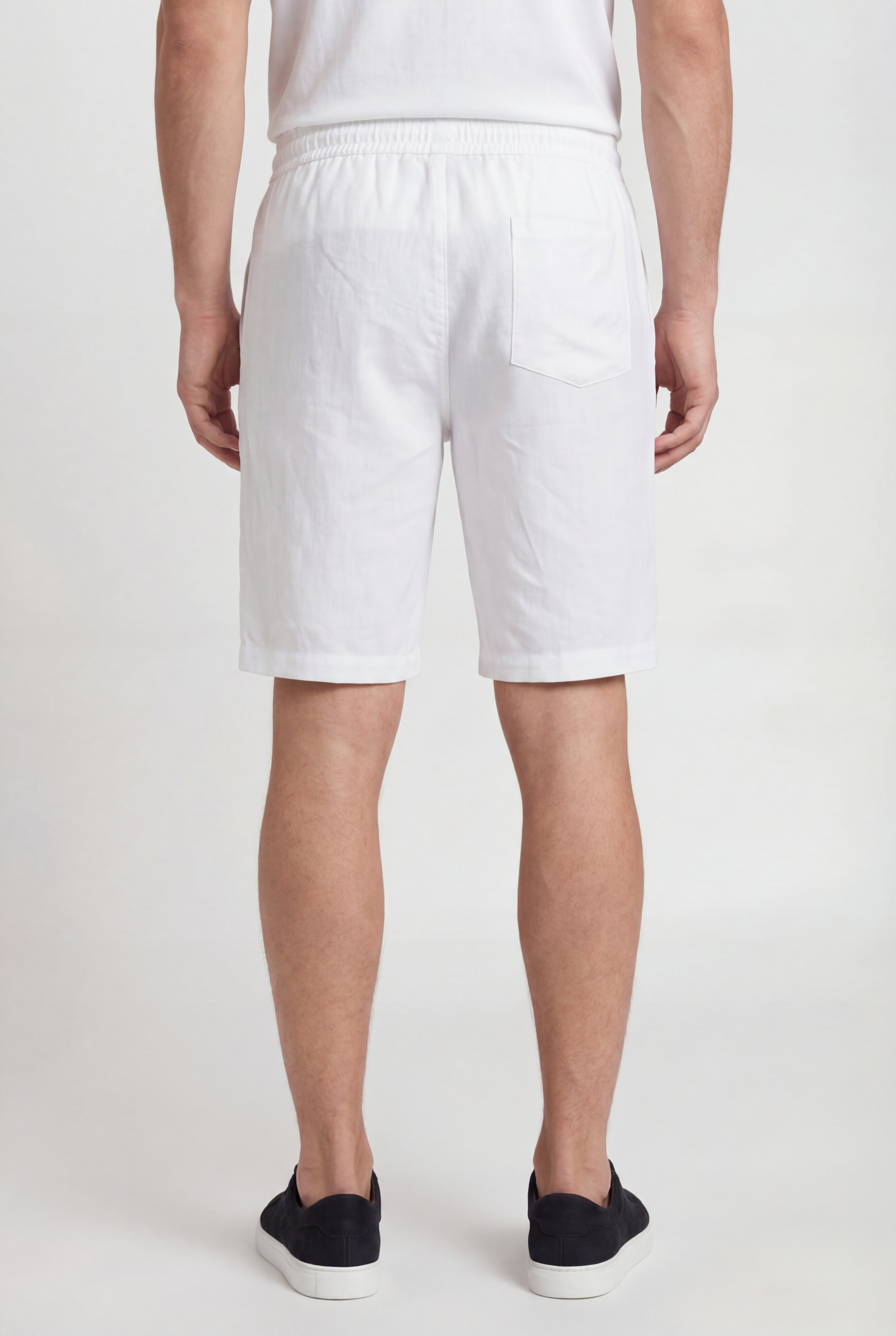 LECAN LINEN DRAWSTRING SHORTS - WHITE