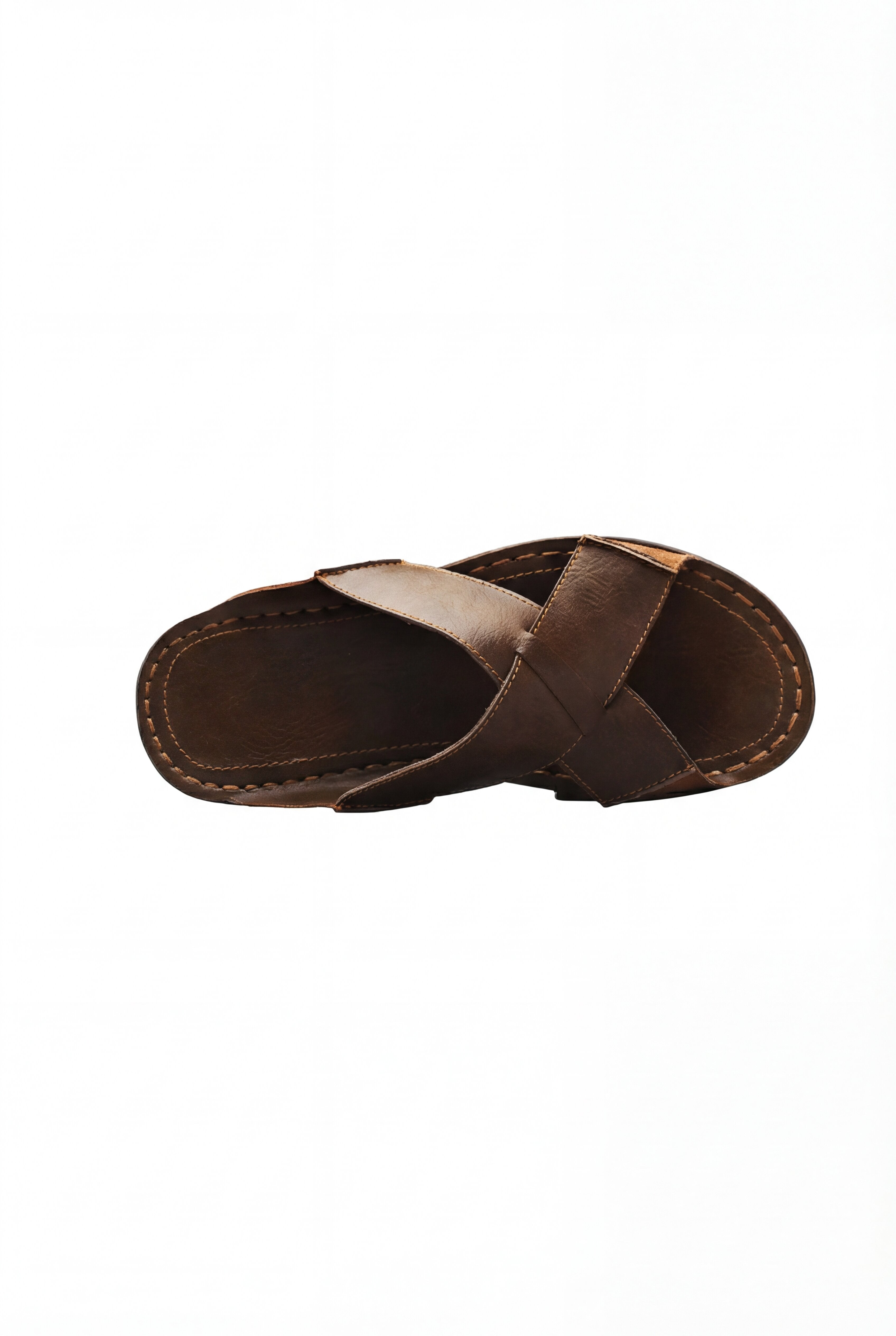 LEVIA LEATHER SLIDE SANDALS – BROWN