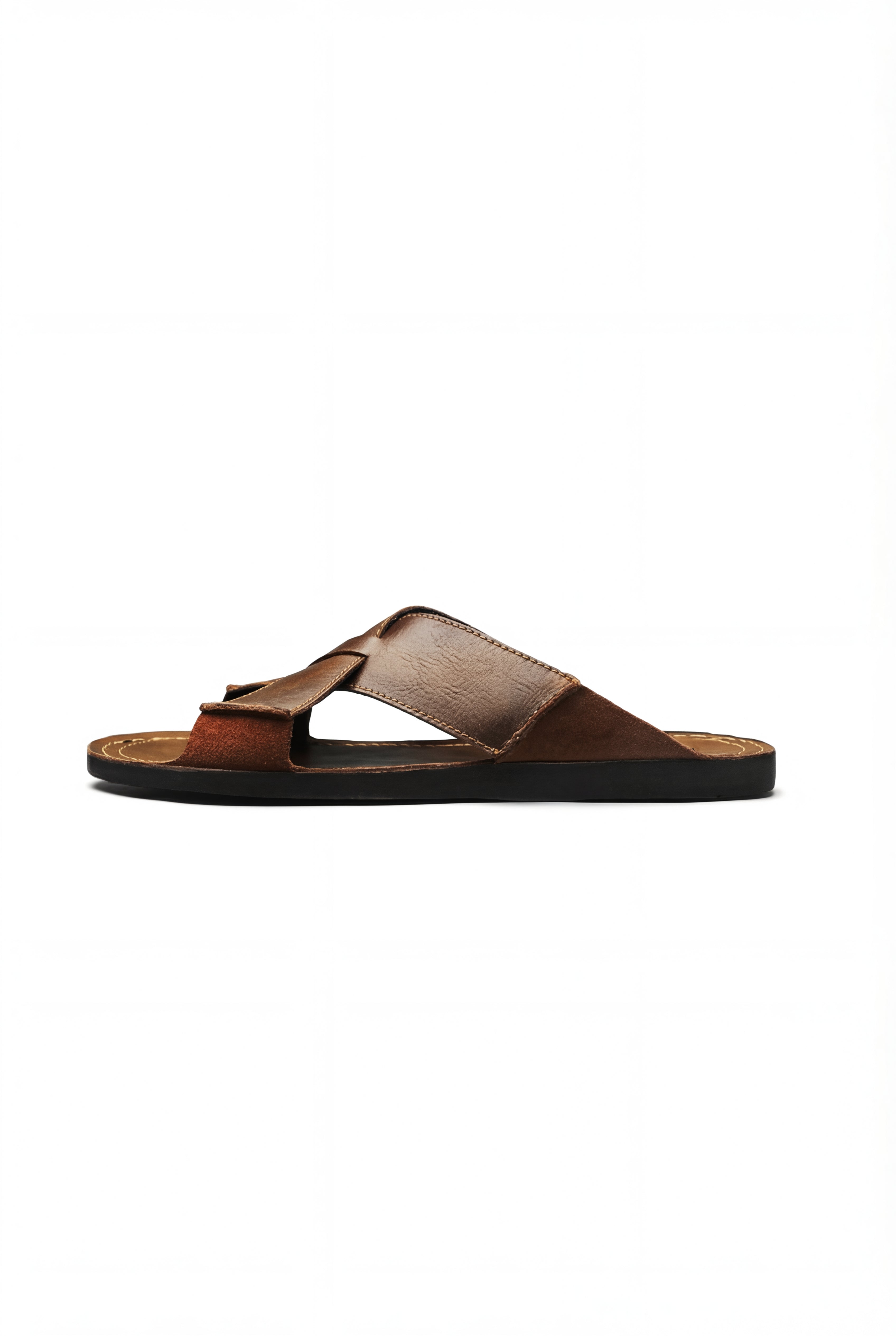 LEVIA LEATHER SLIDE SANDALS – BROWN