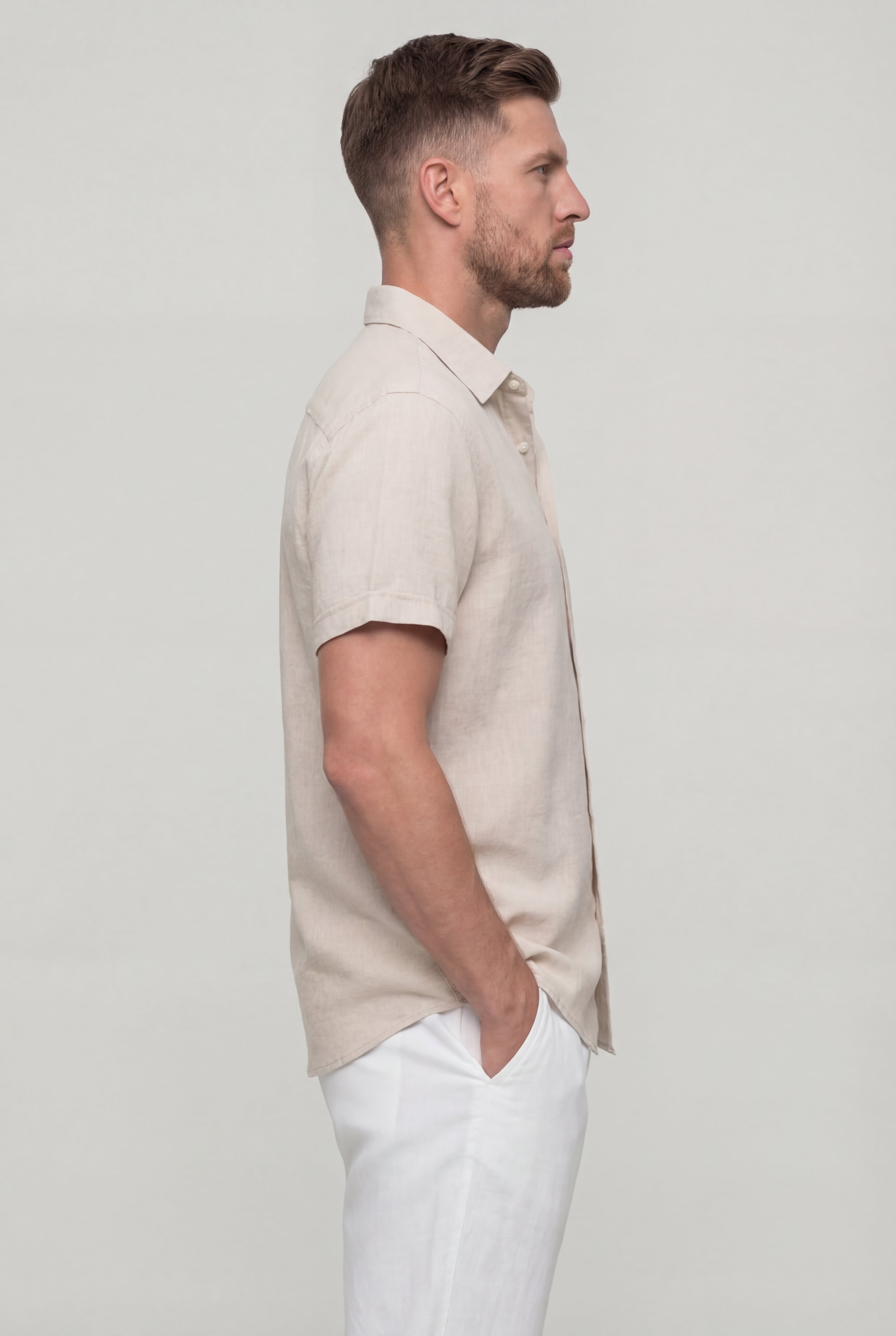 LORVANO SUMMER SHIRT SET – BEIGE