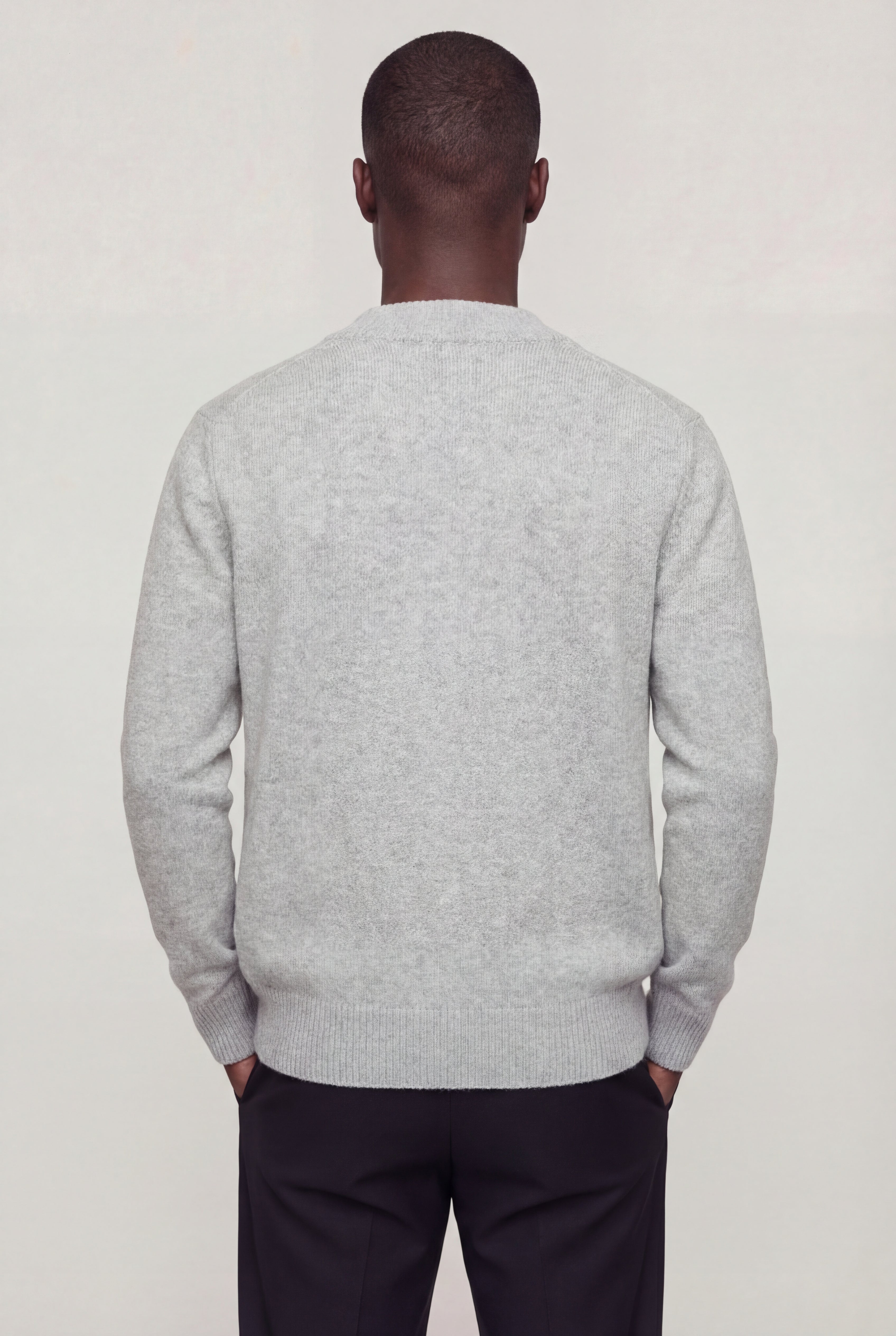 LORVIK WOOL STAND COLLAR CARDIGAN – GRAY