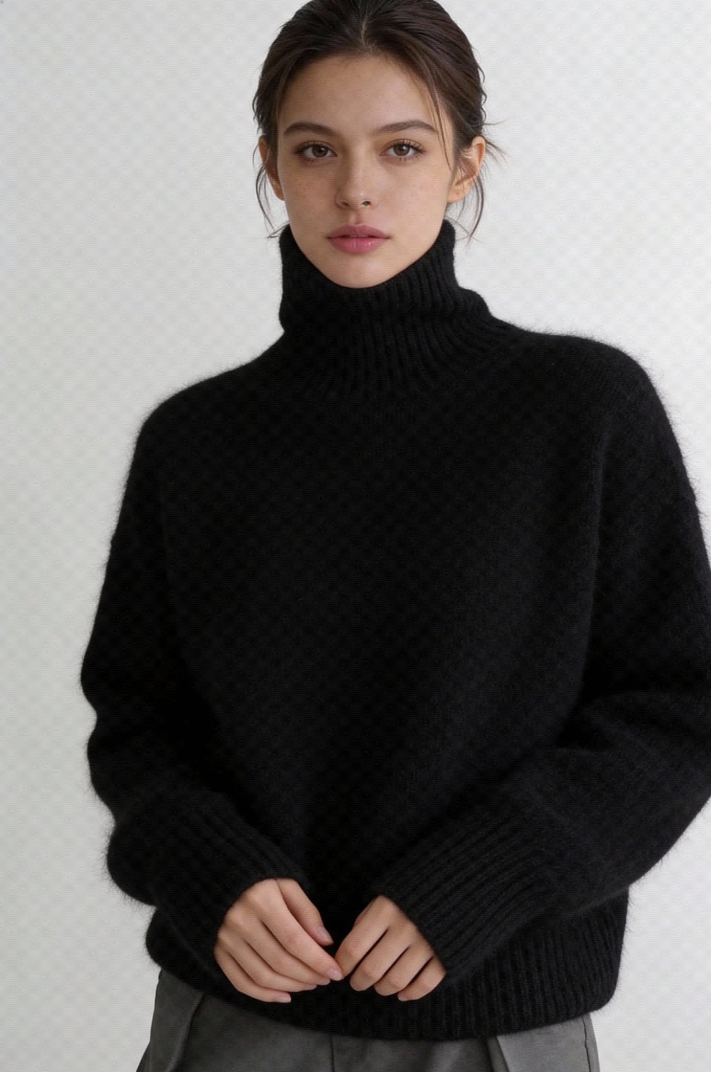 Lynford Oversized Turtleneck Sweater – Black