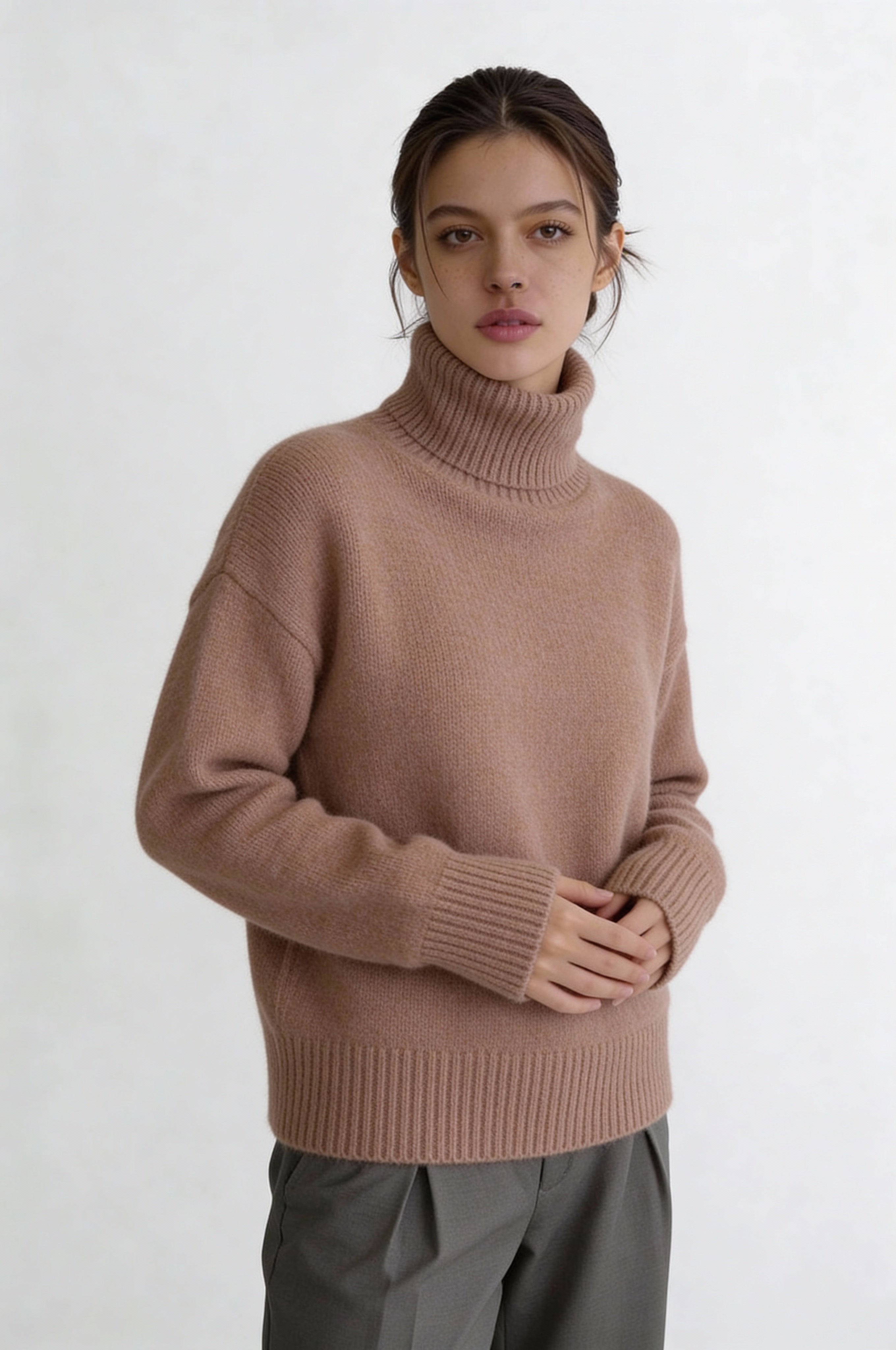 Lynford Oversized Turtleneck Sweater – Brown