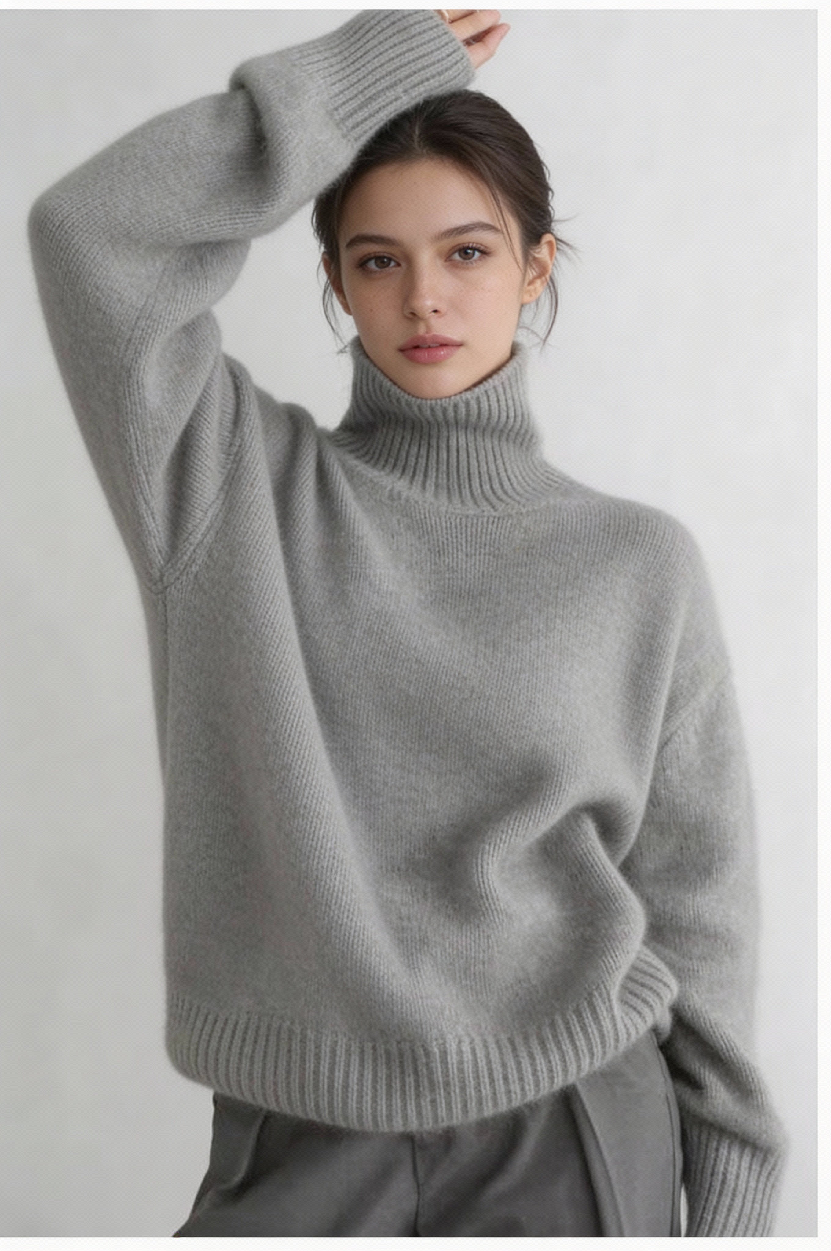Lynford Oversized Turtleneck Sweater – Gray