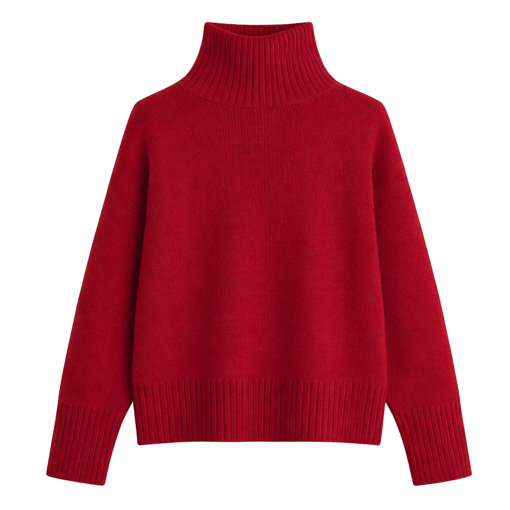 Lynford Oversized Turtleneck Sweater – Red
