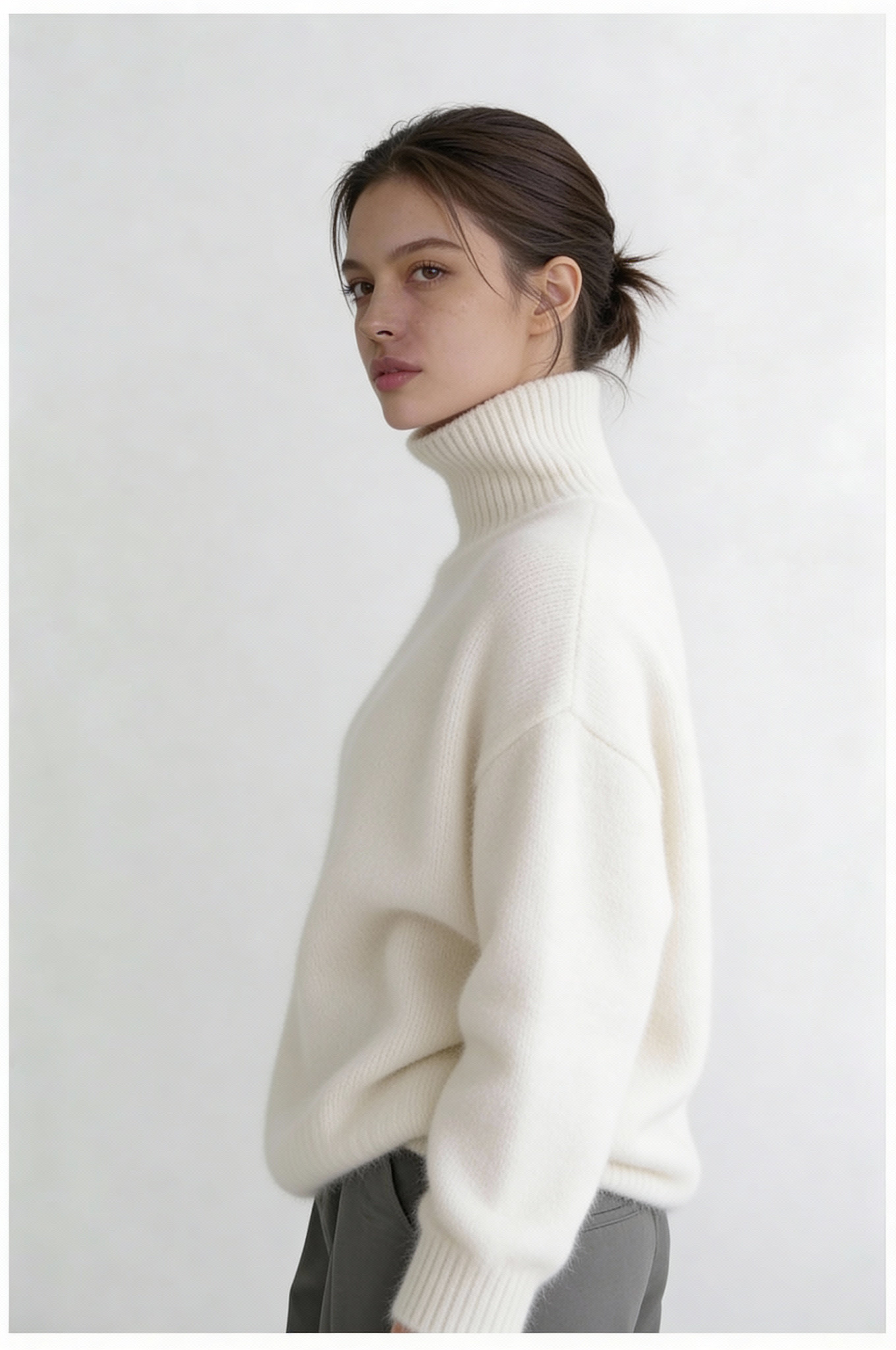 Lynford Oversized Turtleneck Sweater – White