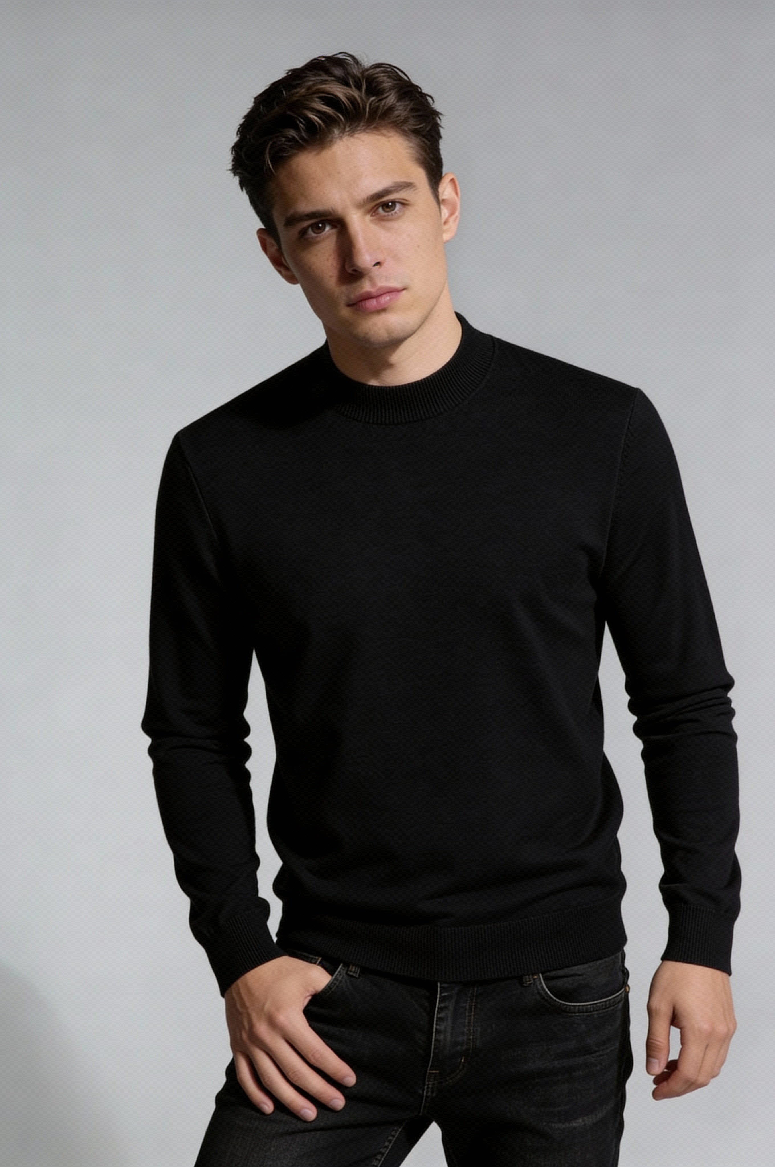 NARETH CREWNECK SWEATER – BLACK