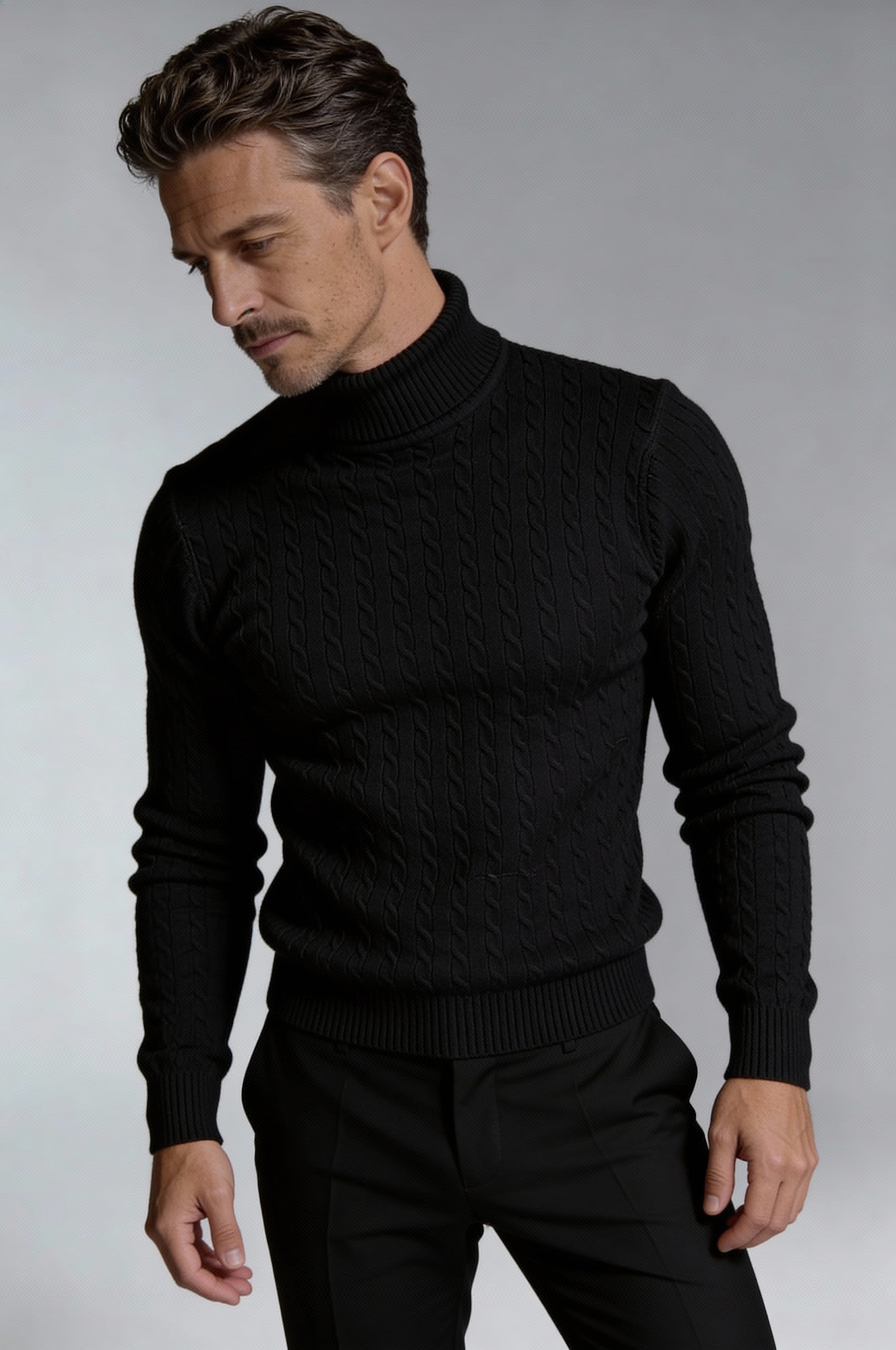 NORELLI CABLE TURTLENECK – BLACK