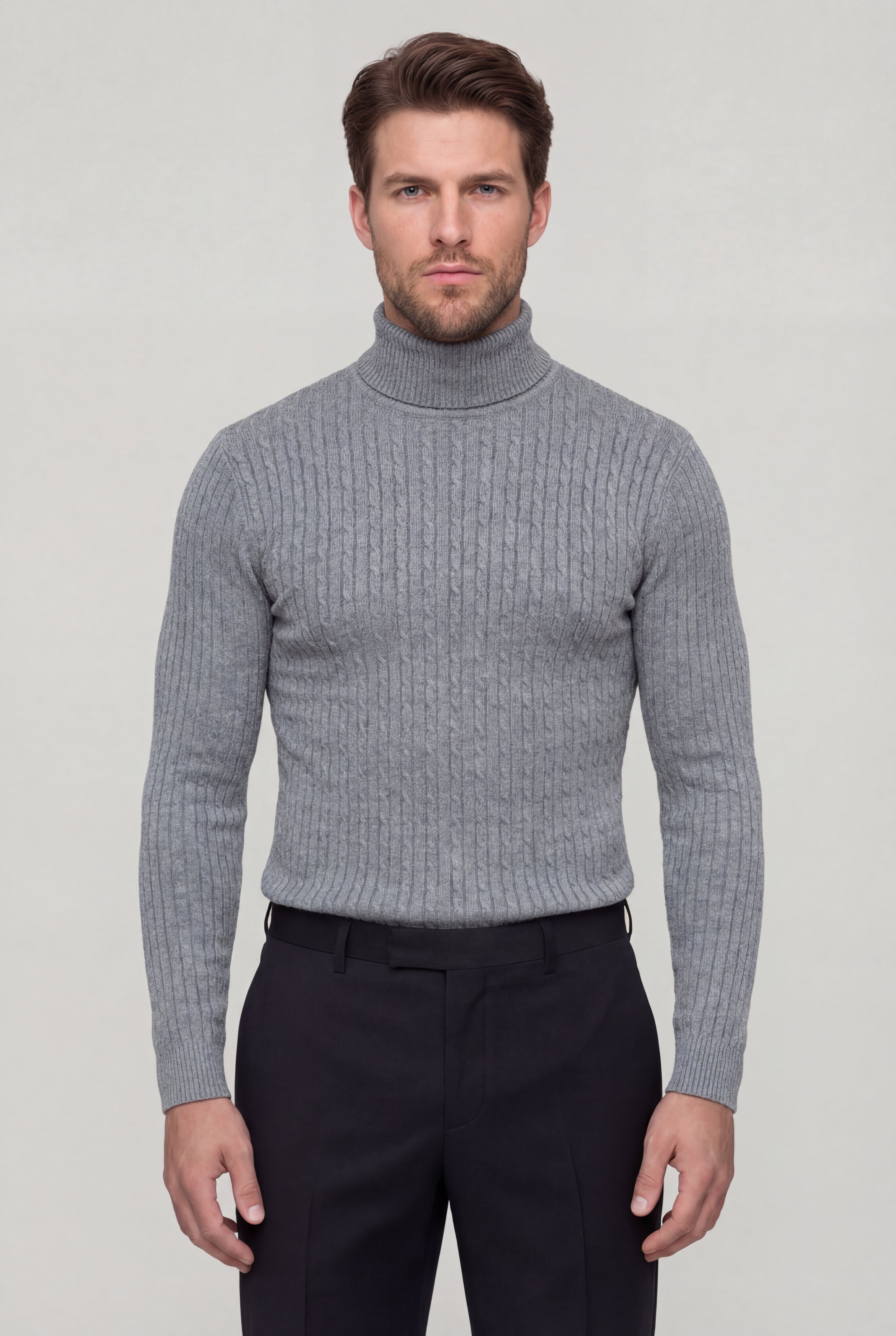 NORELLI CABLE TURTLENECK – GRAY
