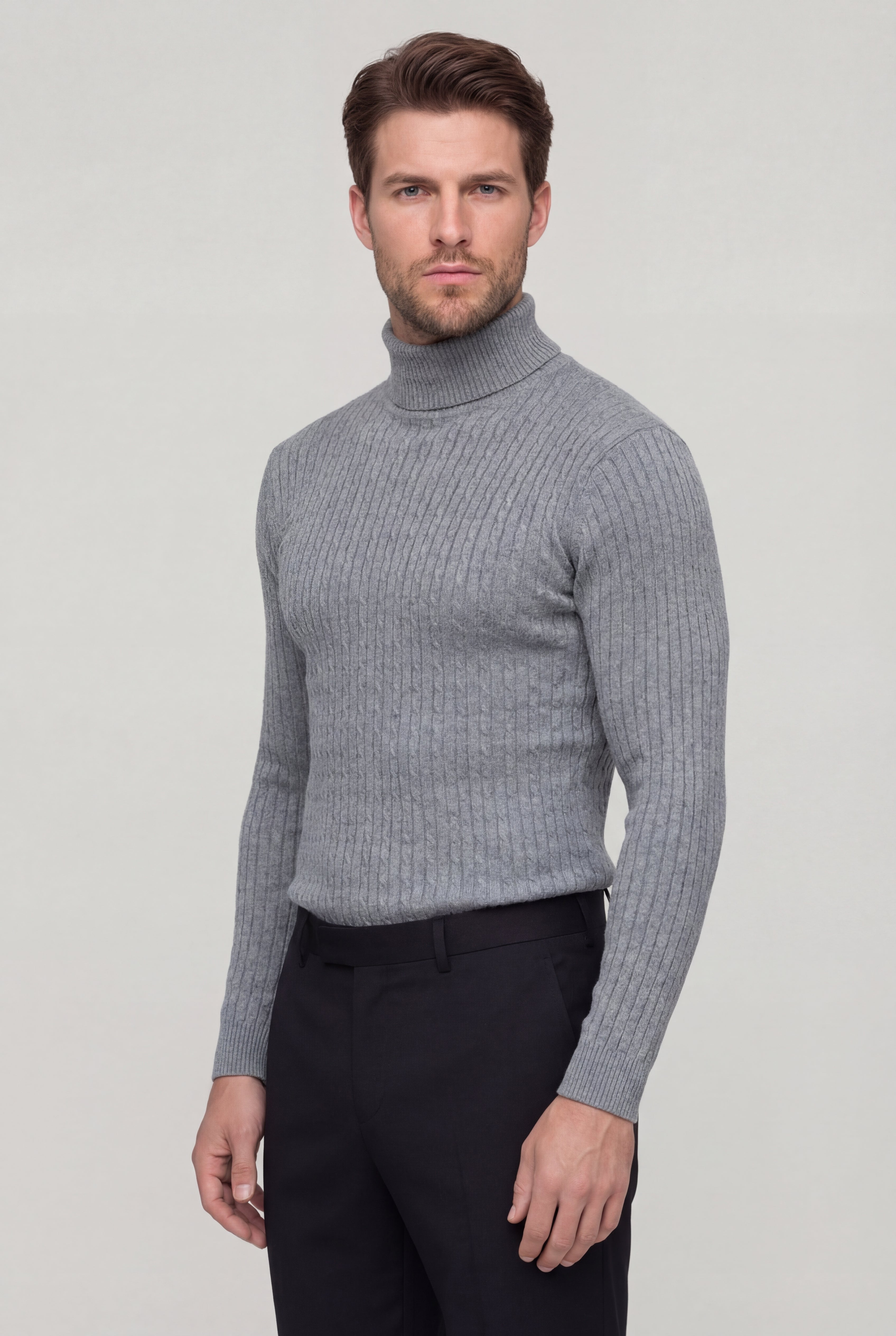 NORELLI CABLE TURTLENECK – GRAY