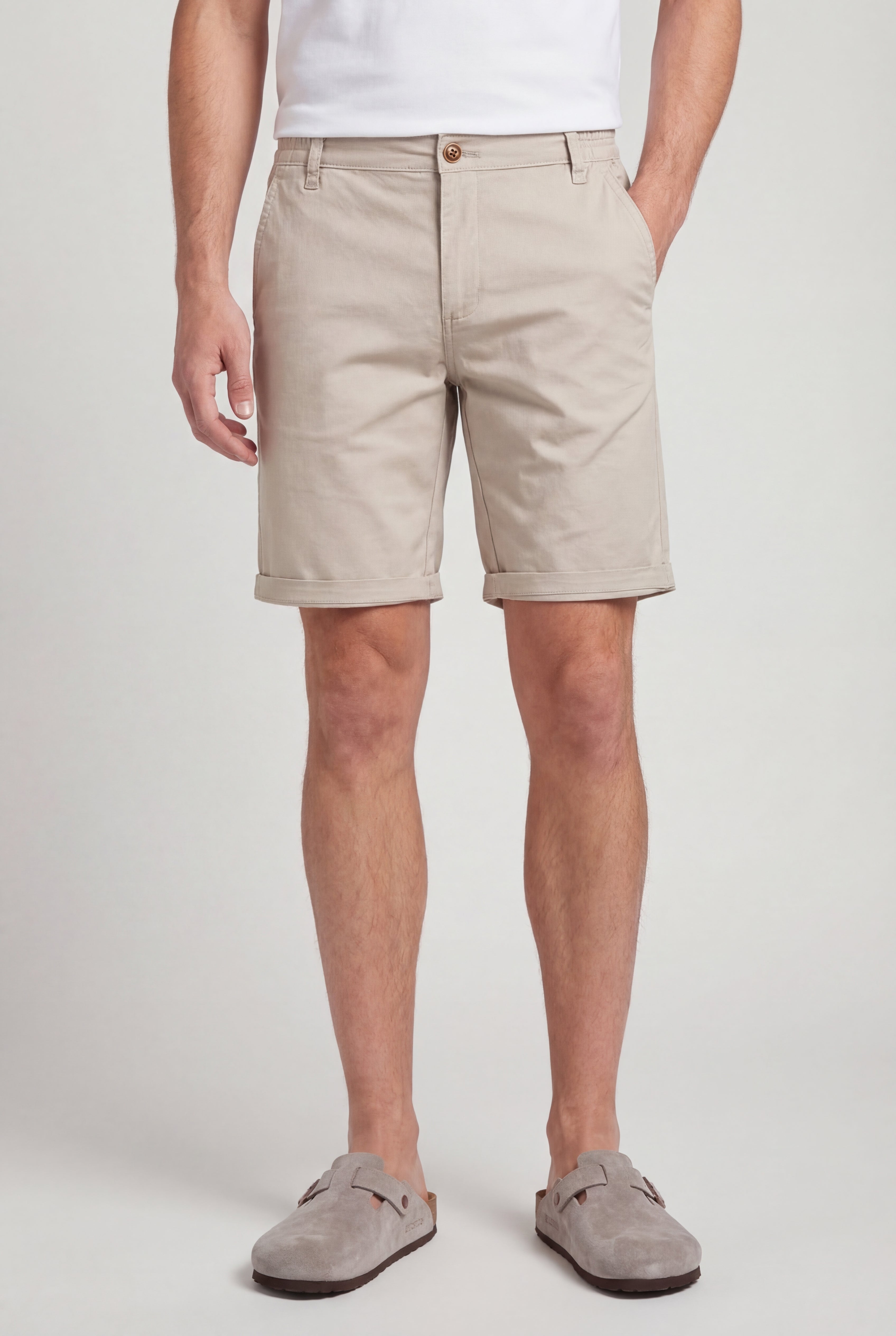 NOVARO COTTON CHINO SHORTS – BEIGE