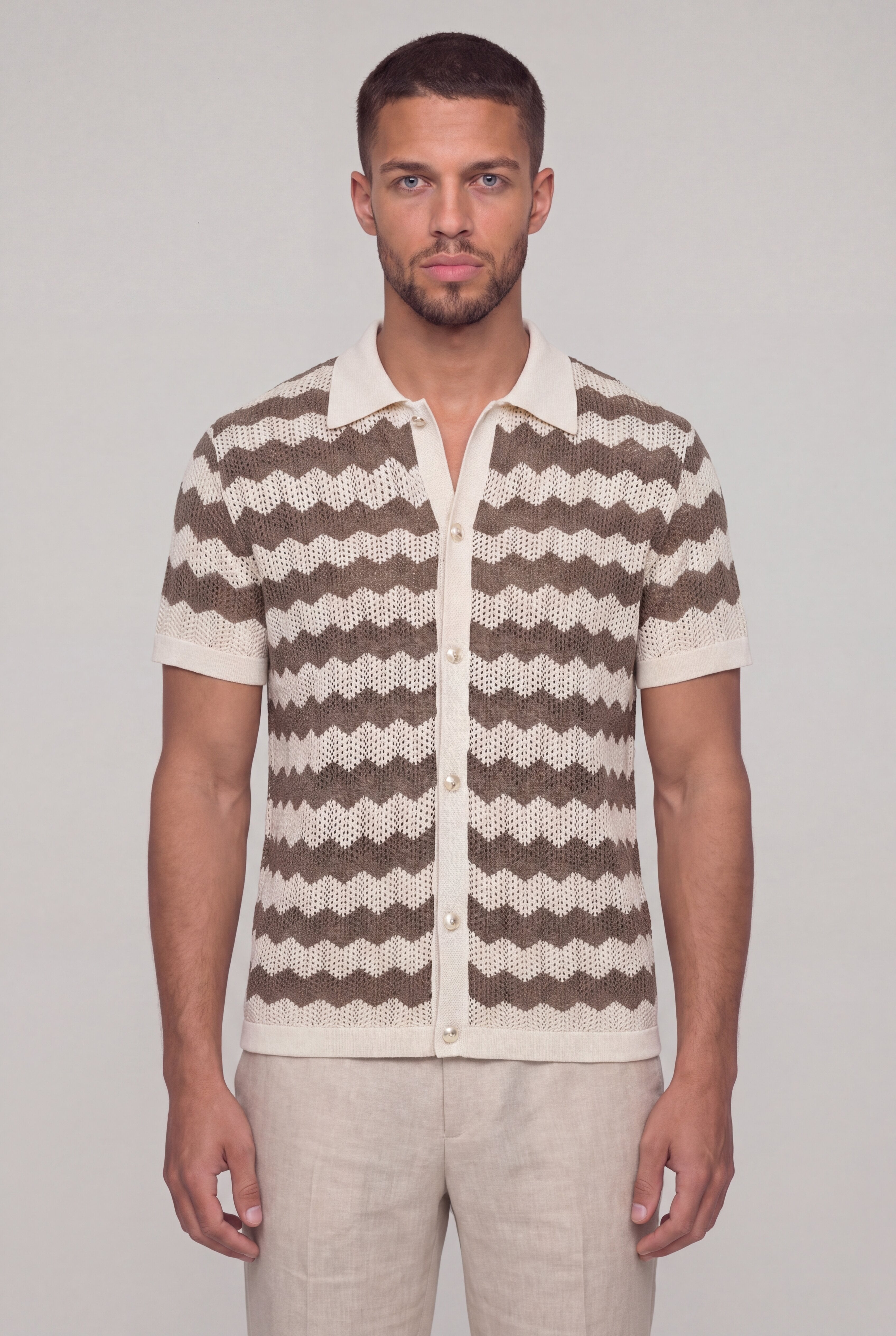ORLAVEN KNIT POLO SHIRT – BROWN