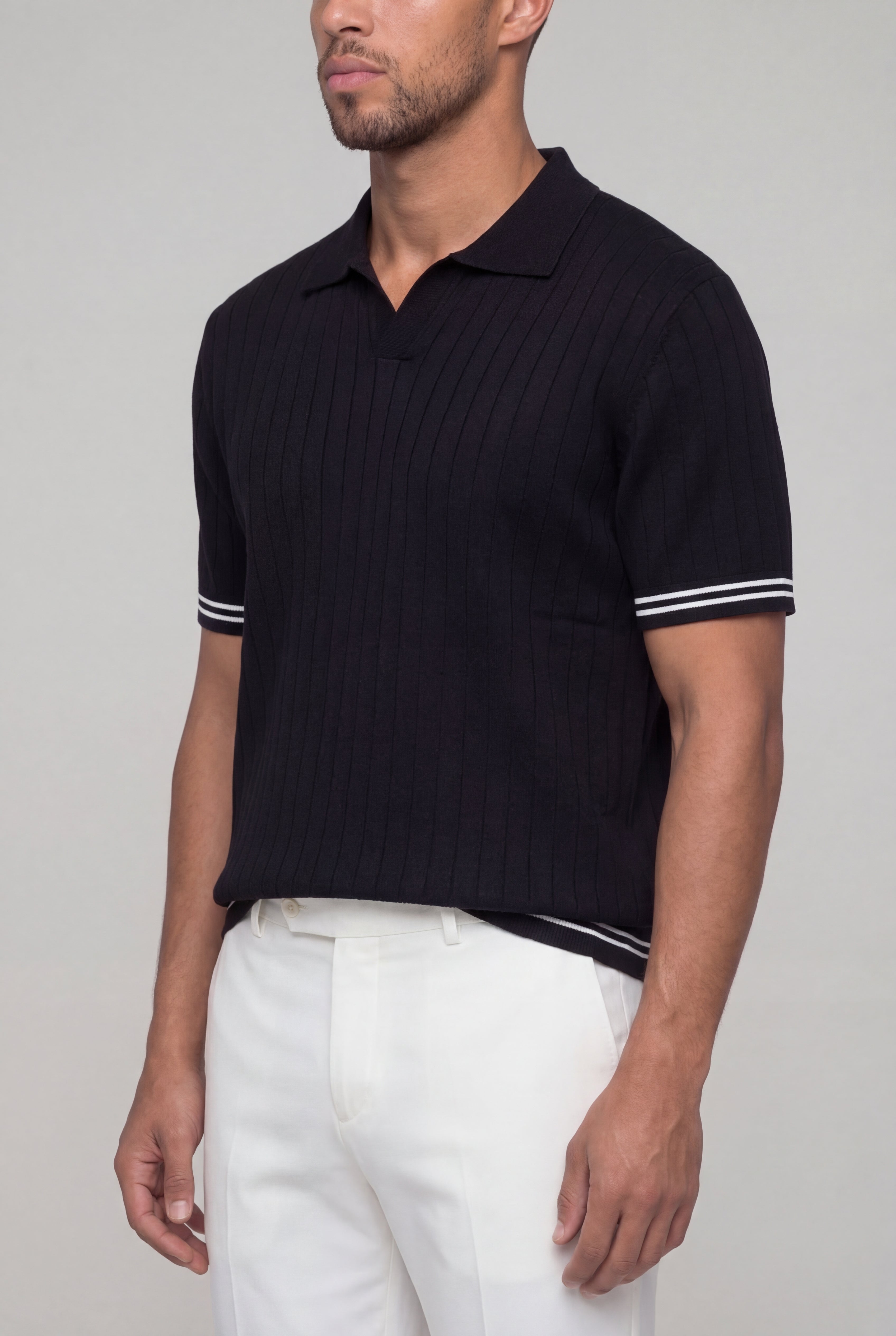 ORVAYNE KNIT POLO SHIRT – BLACK