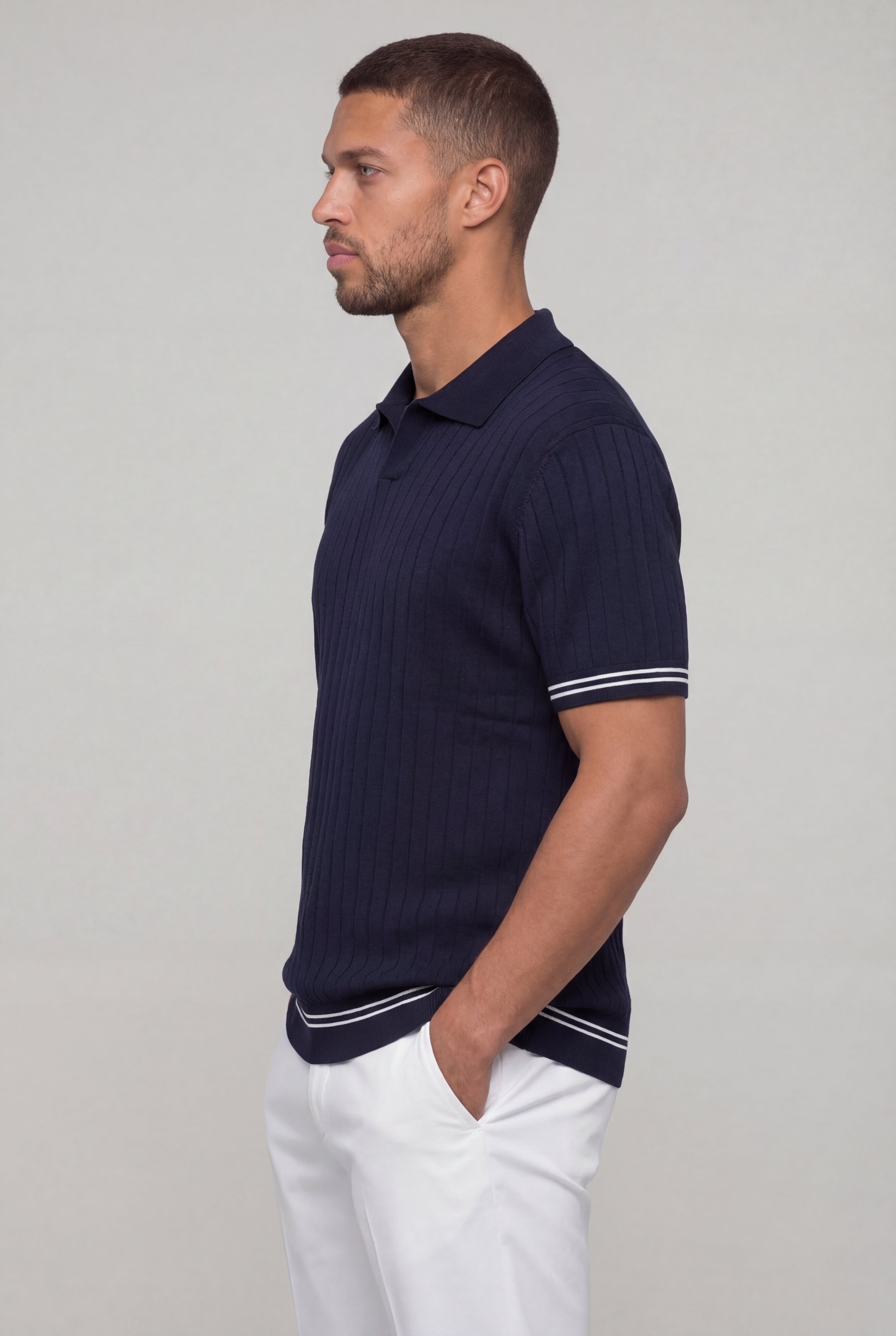 ORVAYNE KNIT POLO SHIRT – NAVY