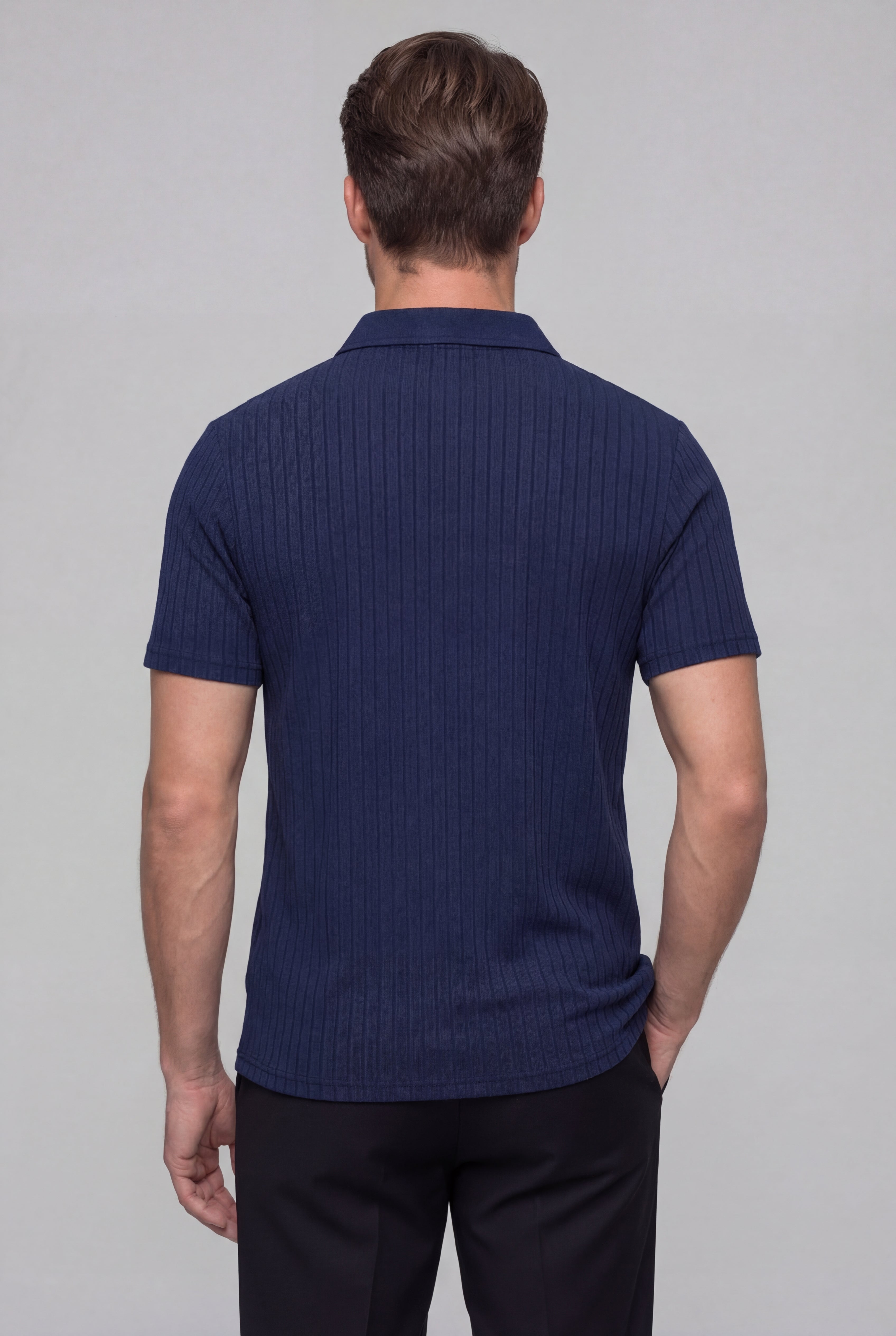 ORVELL STRIPED POLO SHIRT – NAVY