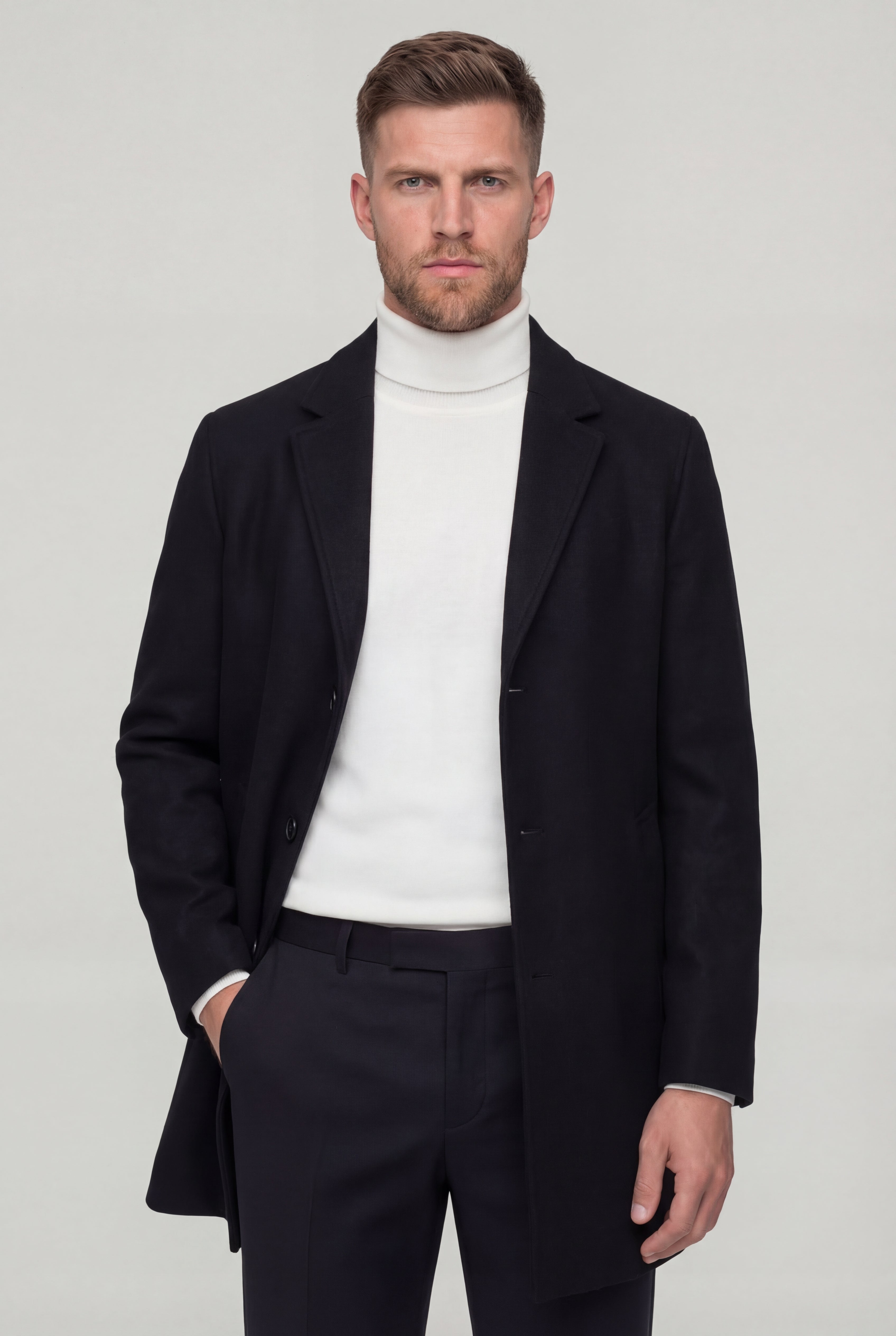 RAVENTON WOOL-BLEND COAT - BLACK