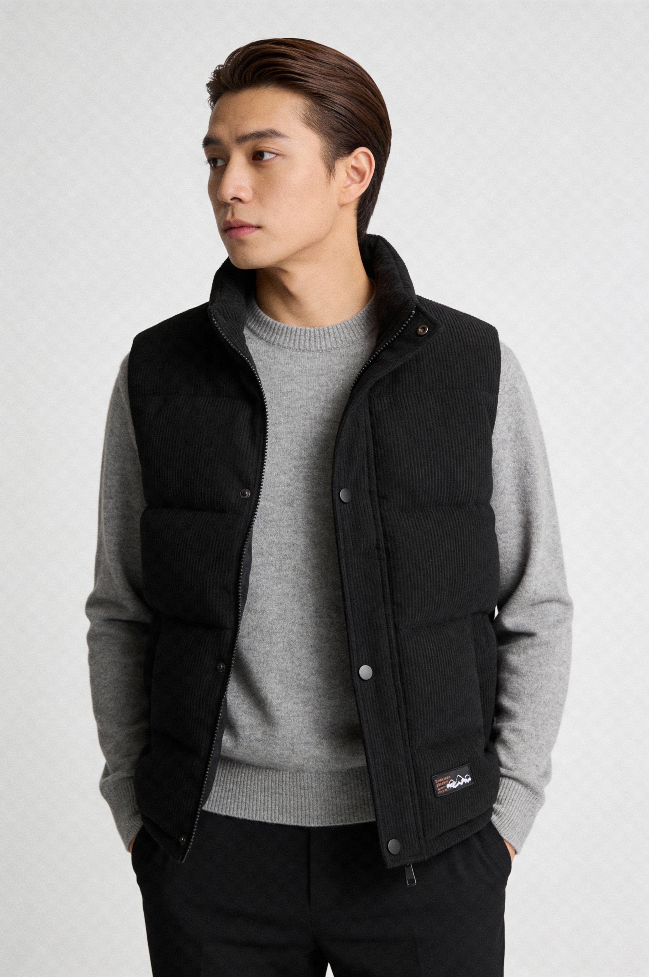 RAVION CORD PUFFER VEST – BLACK