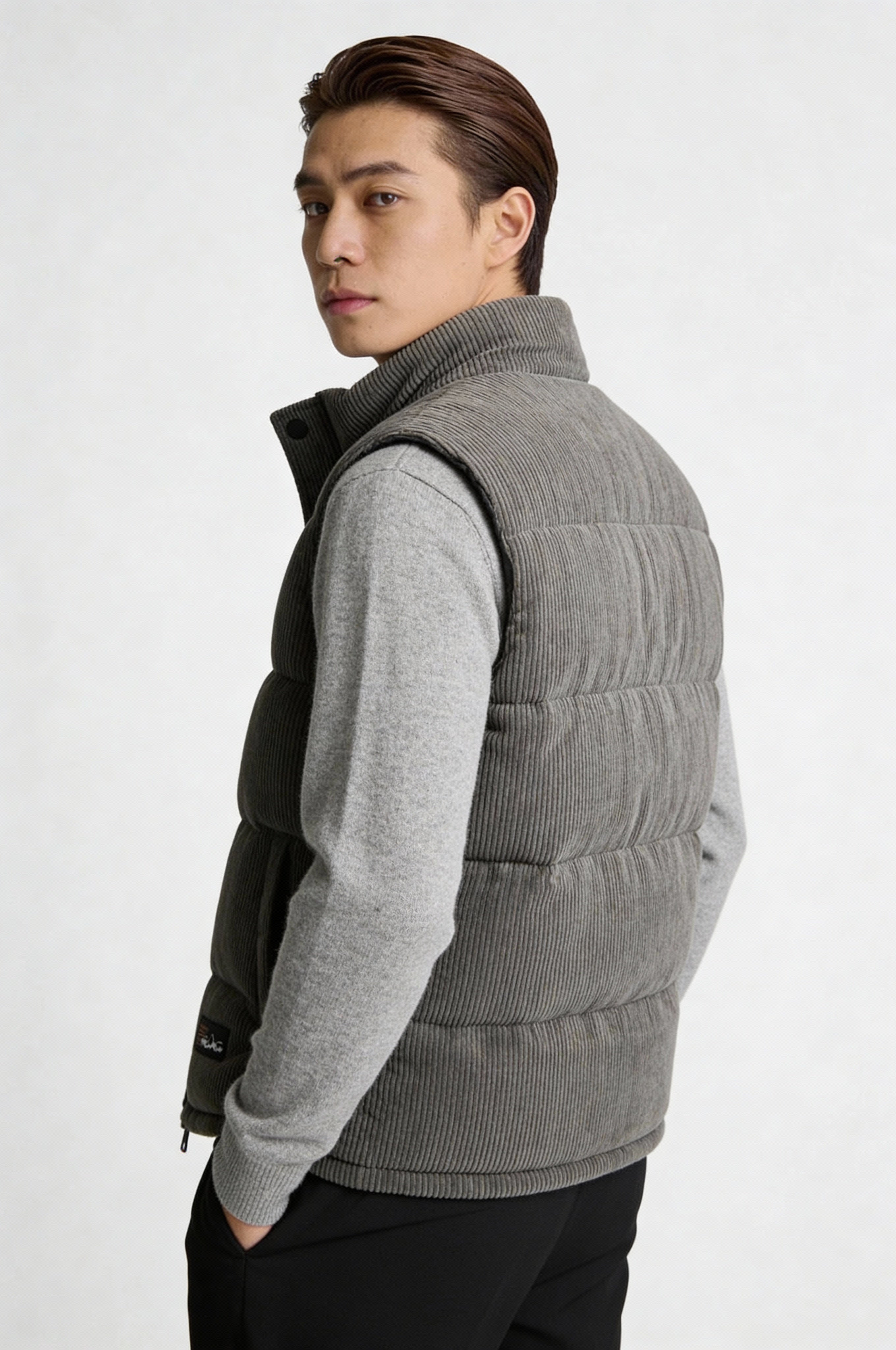 RAVION CORD PUFFER VEST – GRAY