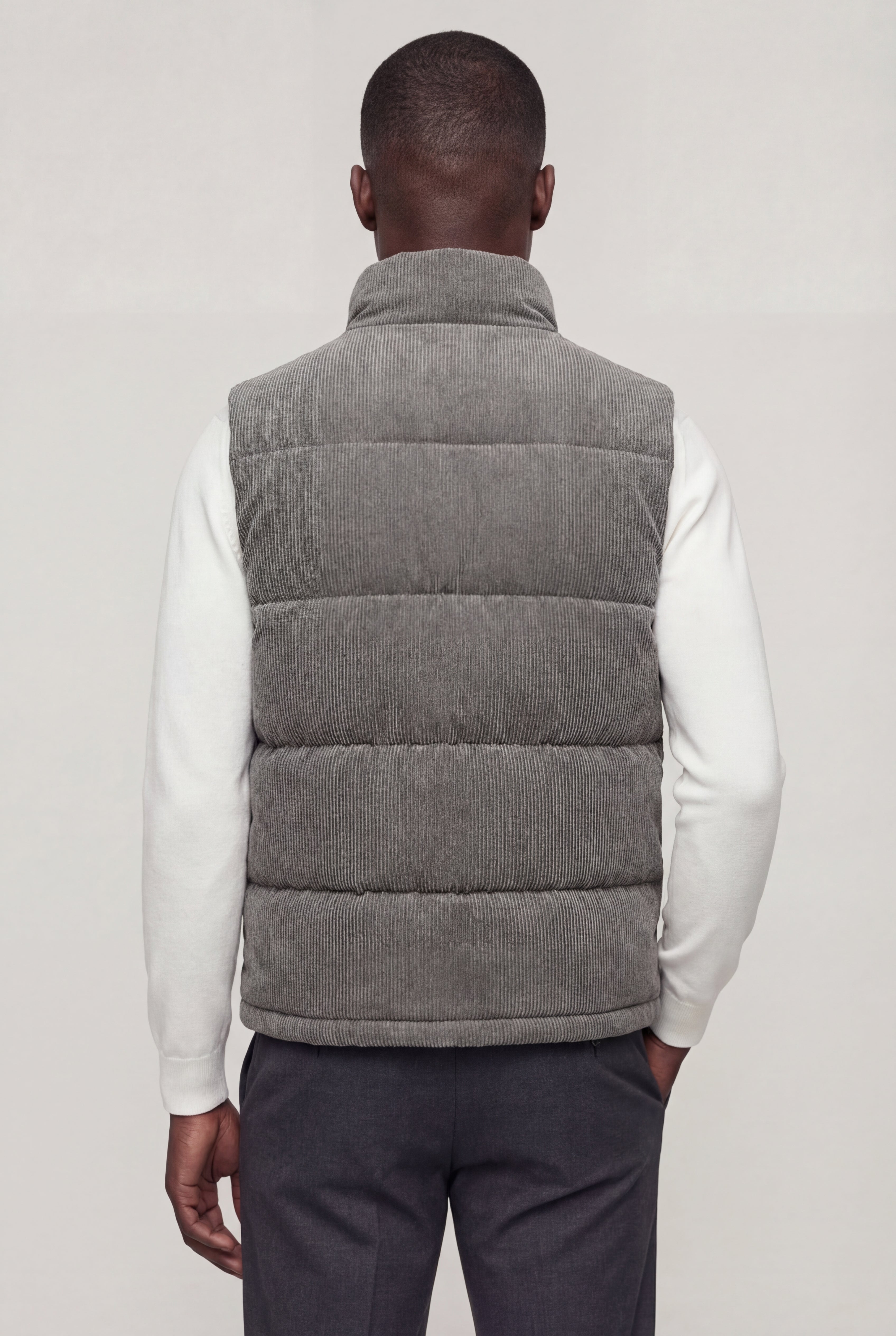 RAVION CORD PUFFER VEST – GRAY