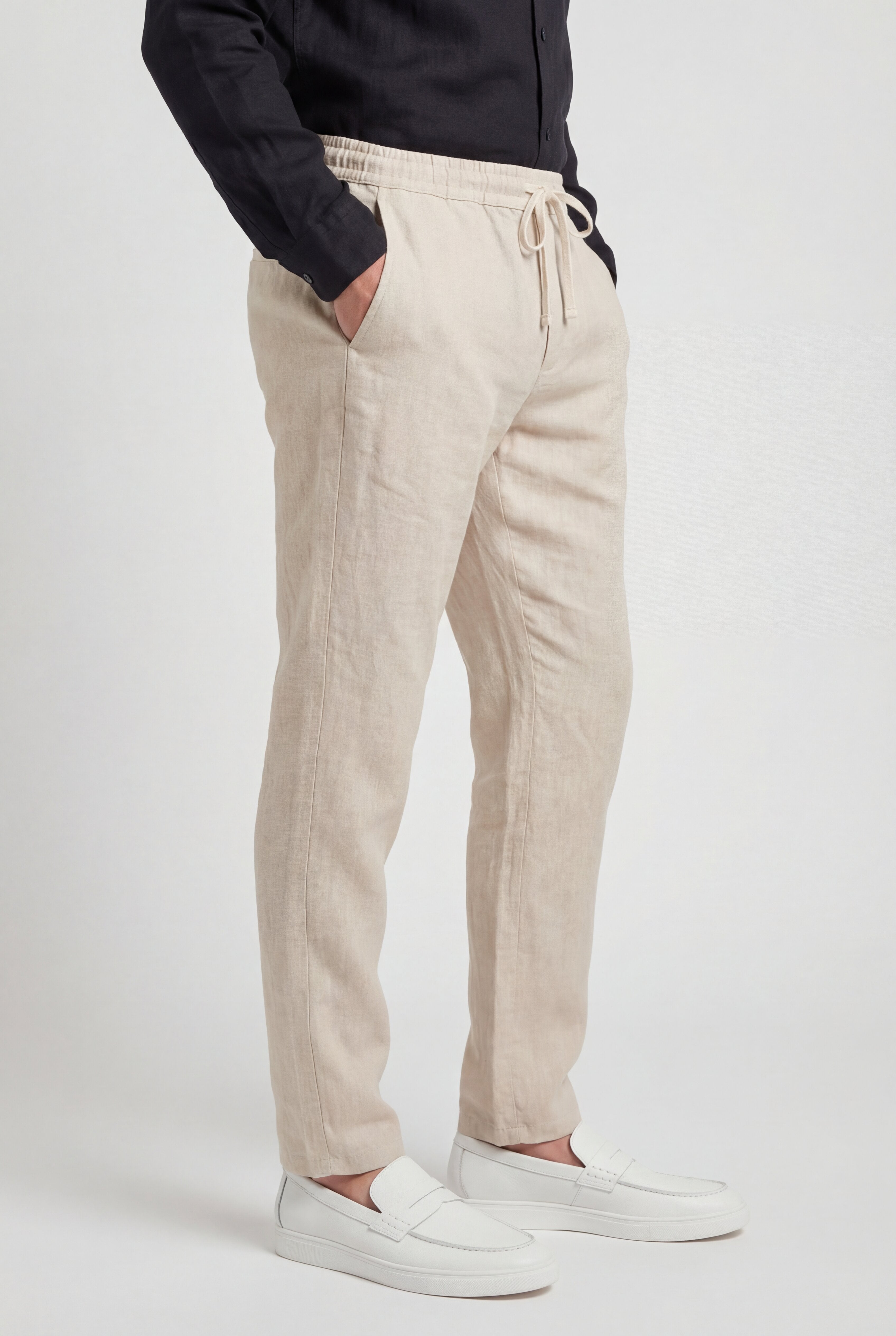 RENZIO LINEN TROUSERS – BEIGE