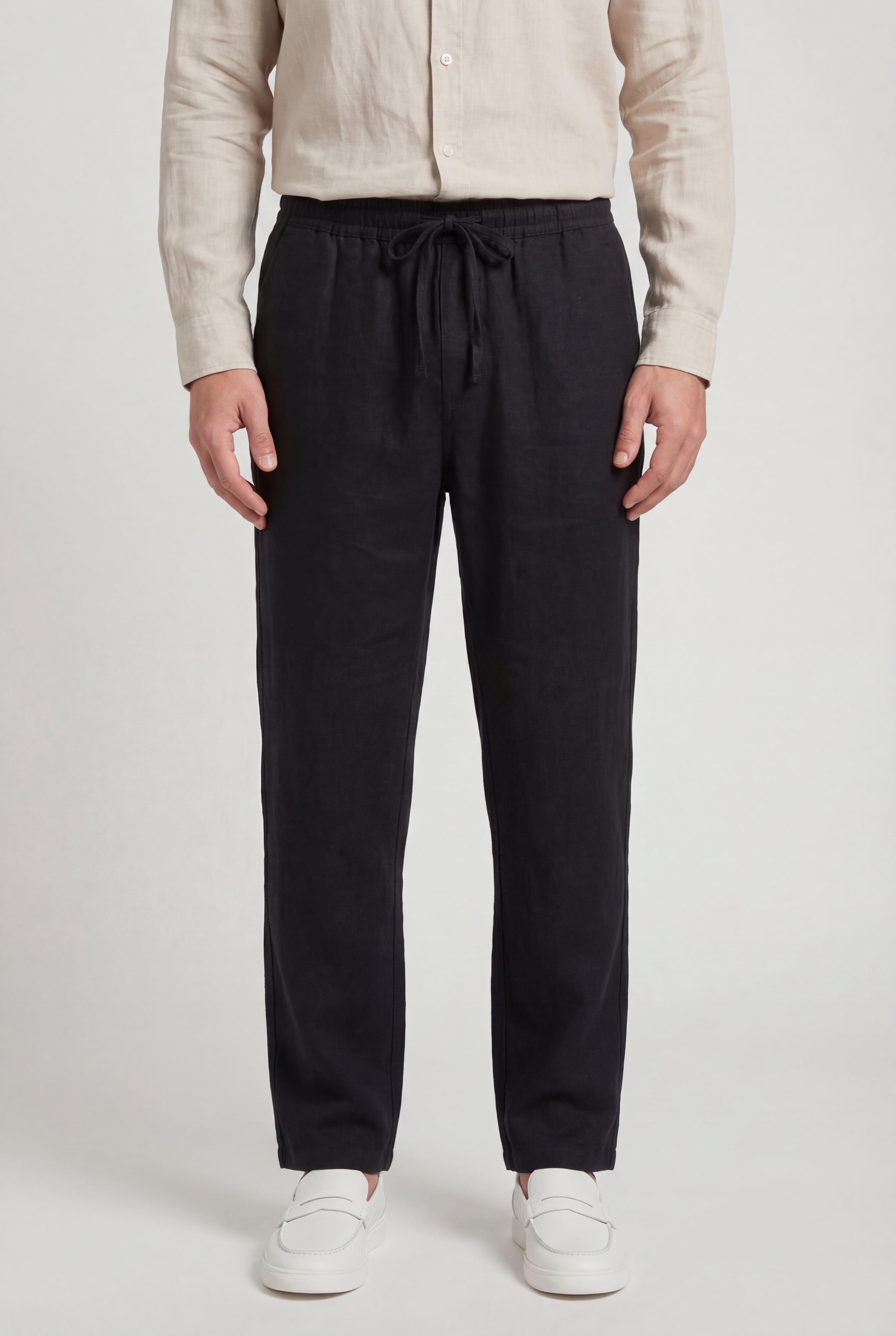 RENZIO LINEN TROUSERS – BLACK