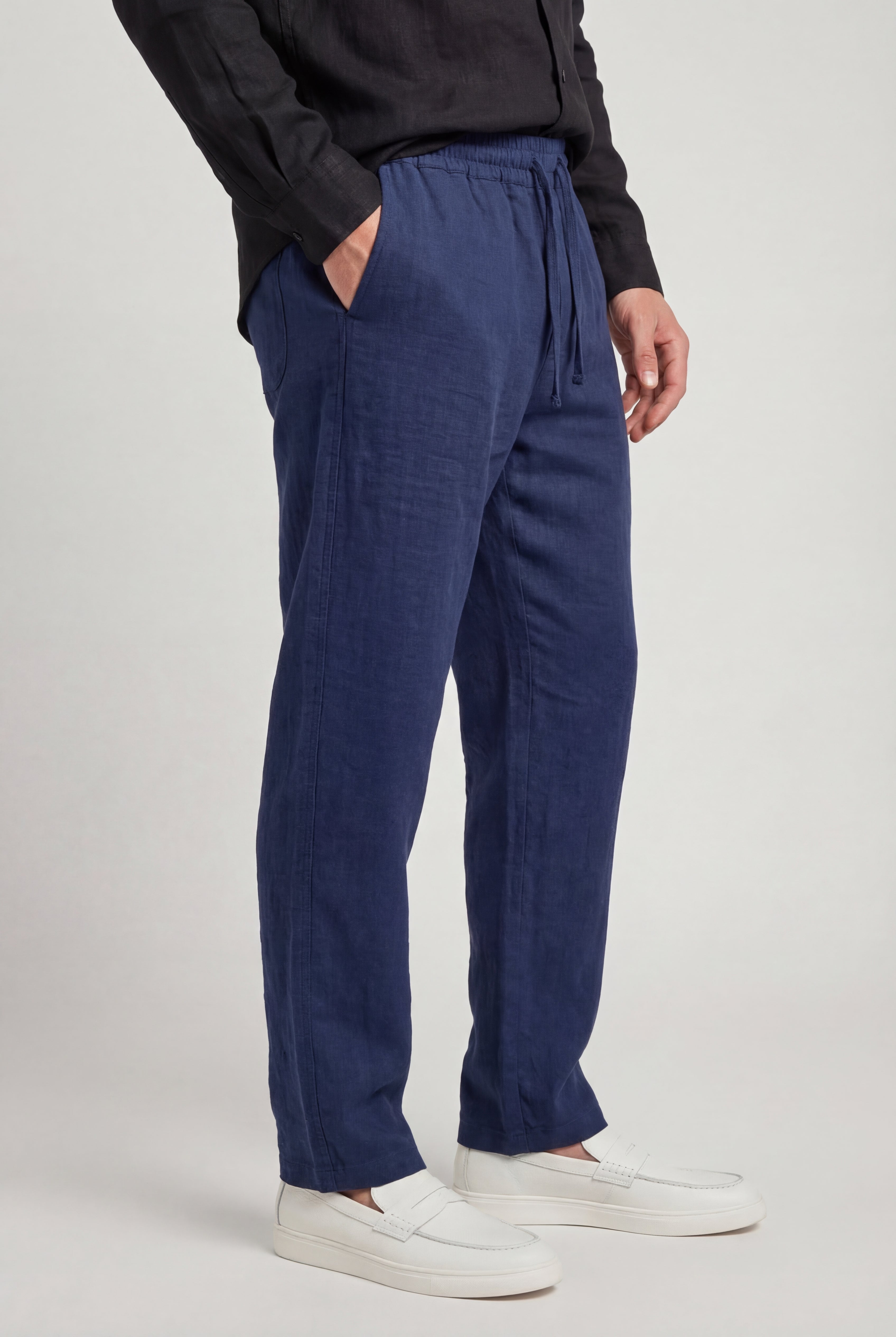 RENZIO LINEN TROUSERS – NAVY