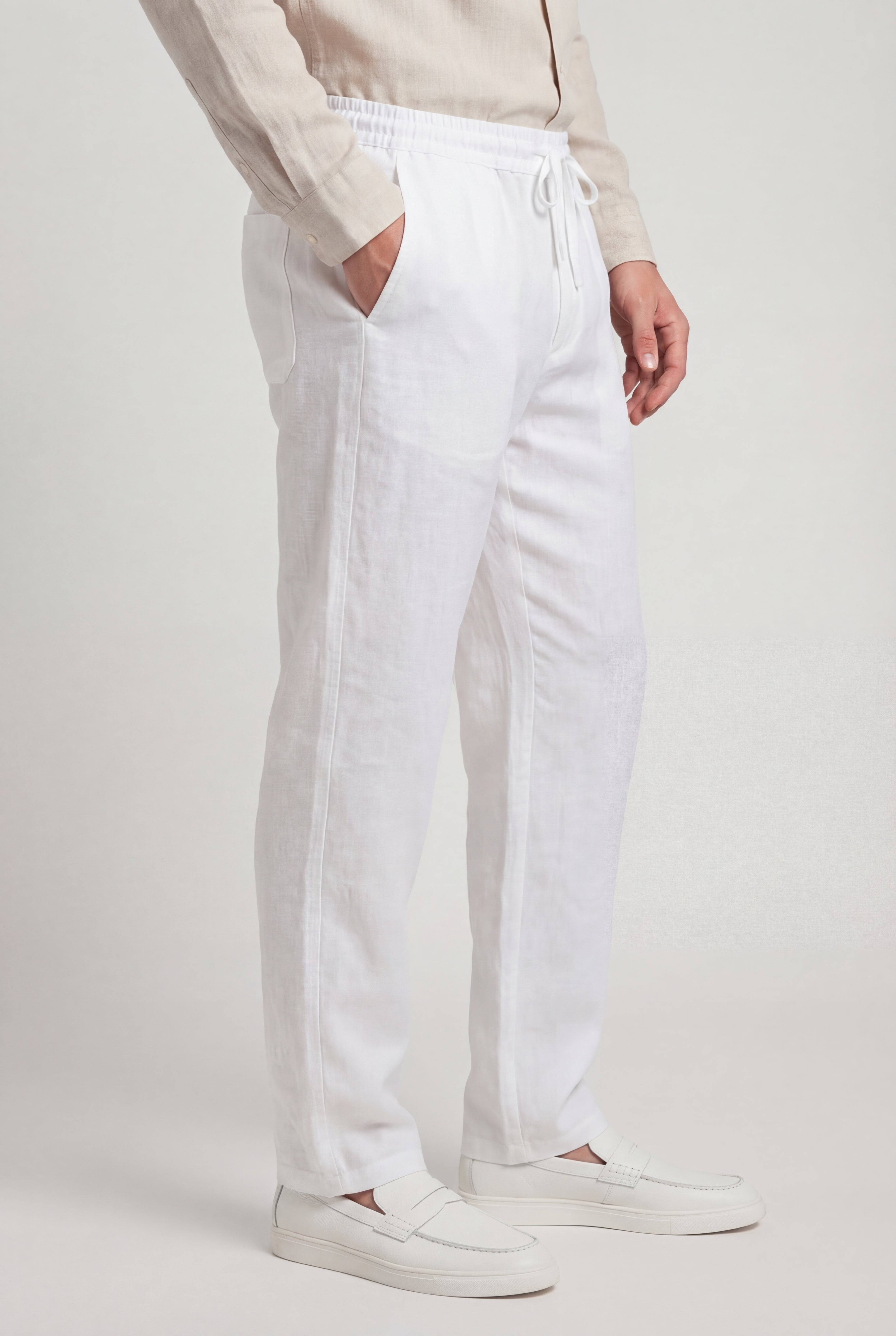 RENZIO LINEN TROUSERS – WHITE