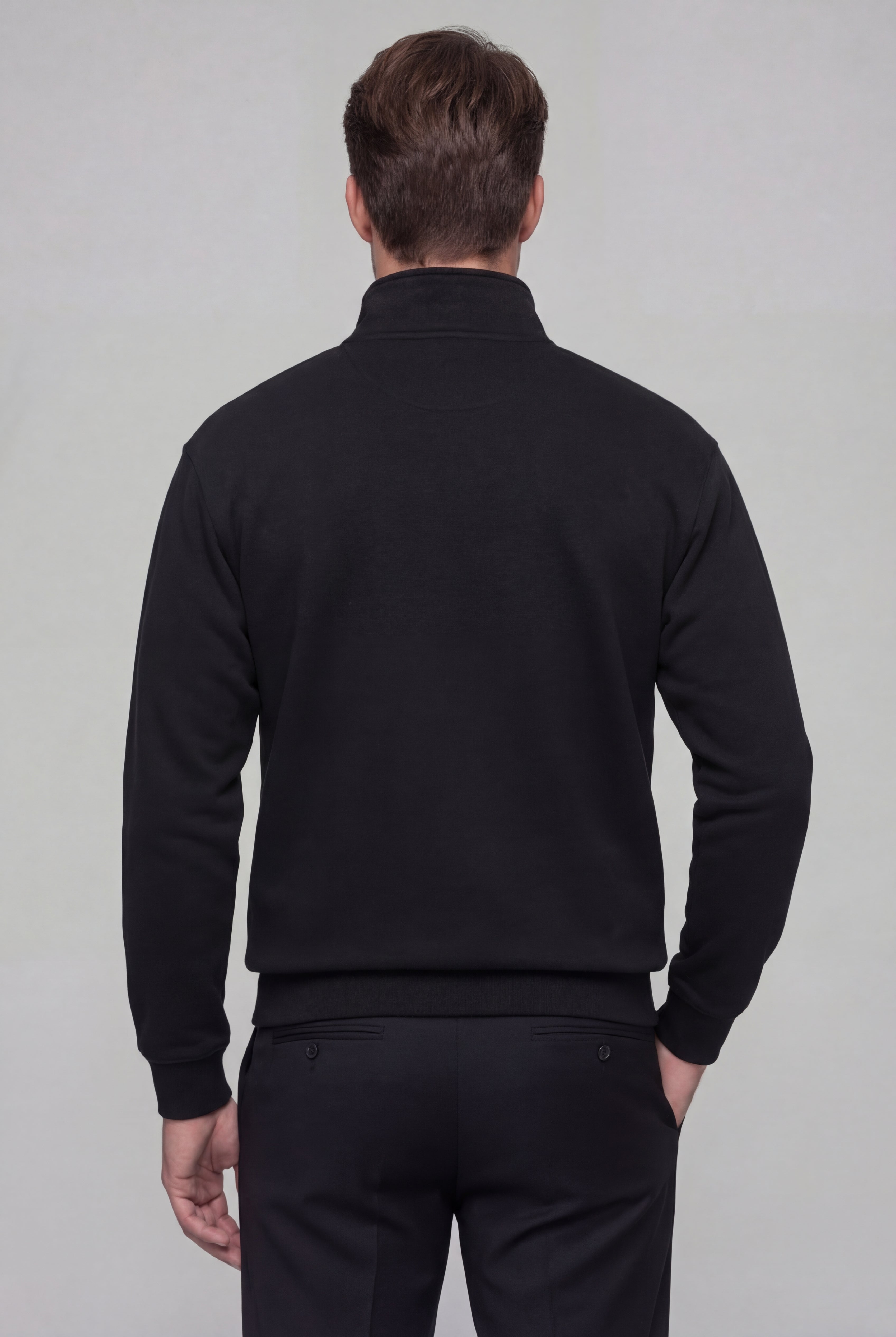 LAVERNO QUARTER ZIP COTTON SWEATER – GRAY
