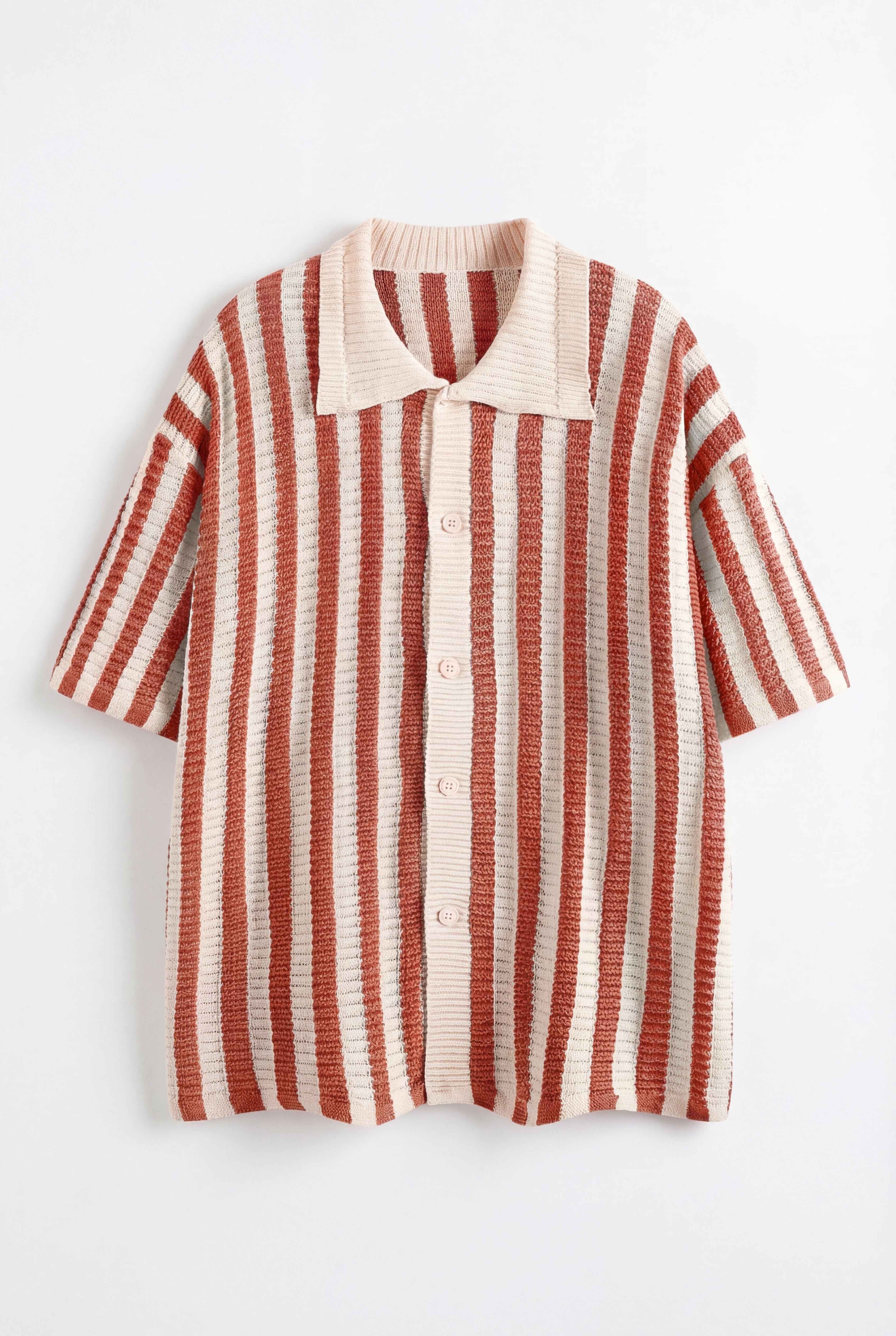 RYVANO STRIPED KNIT POLO SHIRT – RED