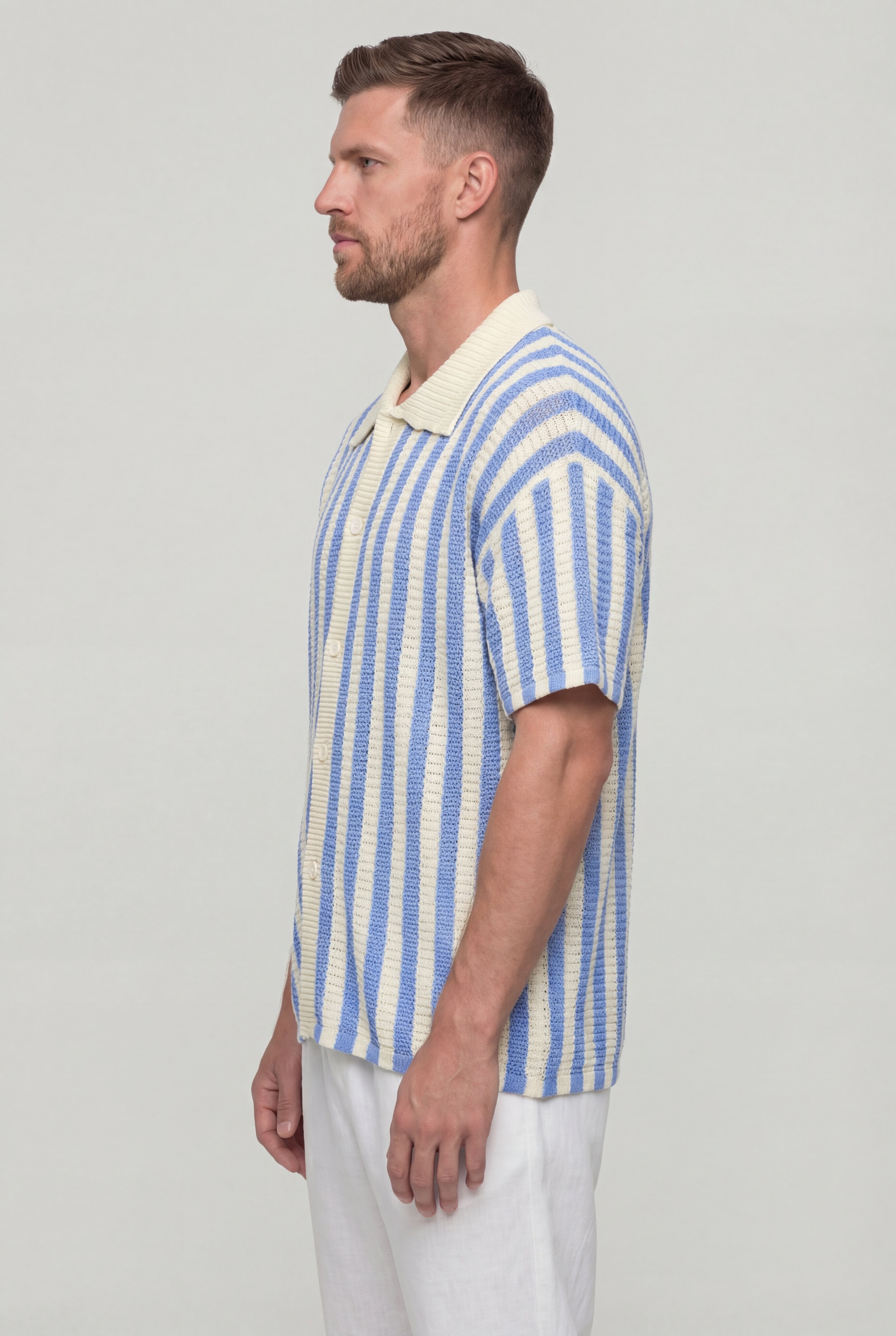 RYVANO STRIPED POLO SHIRT – BLUE