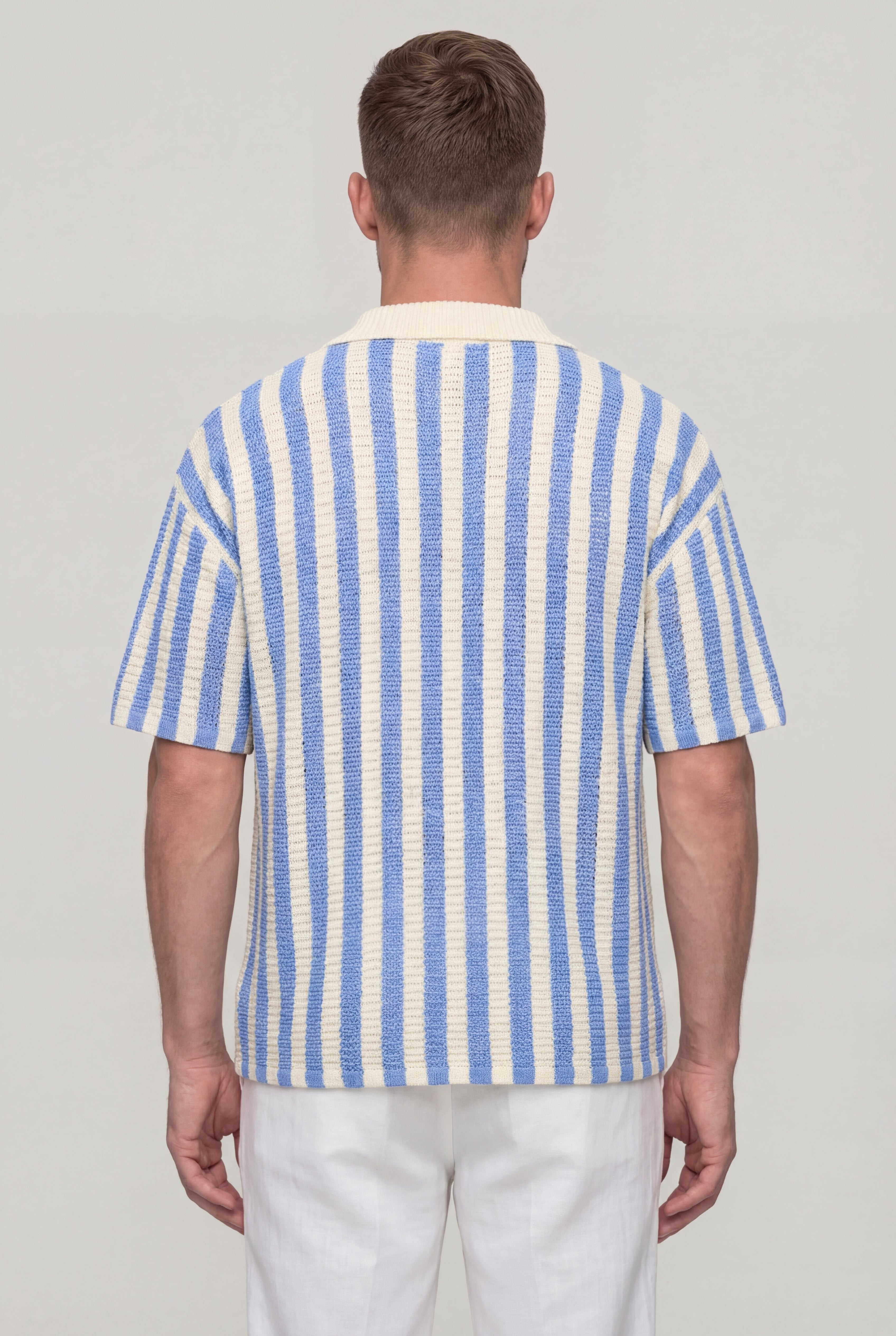 RYVANO STRIPED POLO SHIRT – BLUE