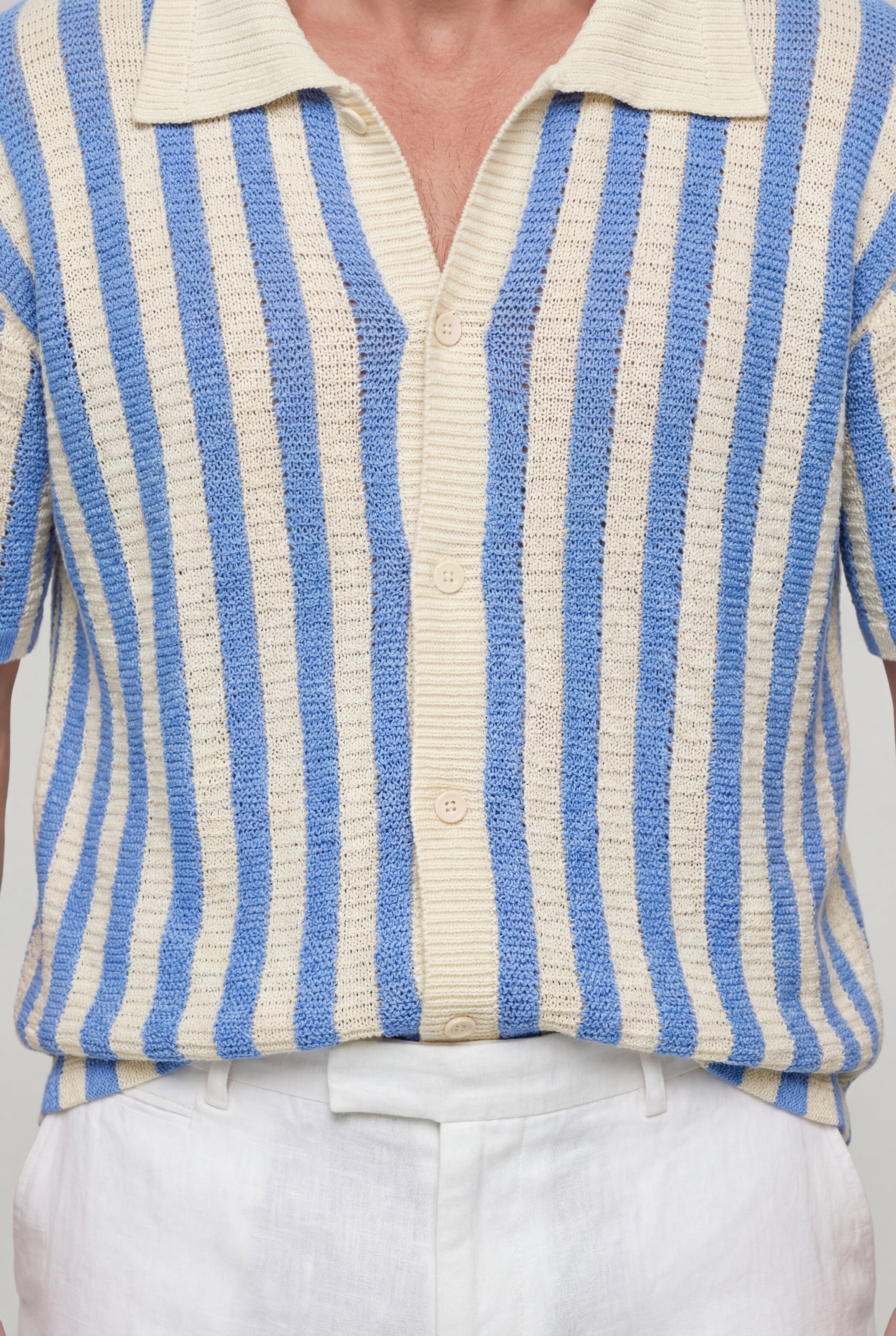 RYVANO STRIPED POLO SHIRT – BLUE