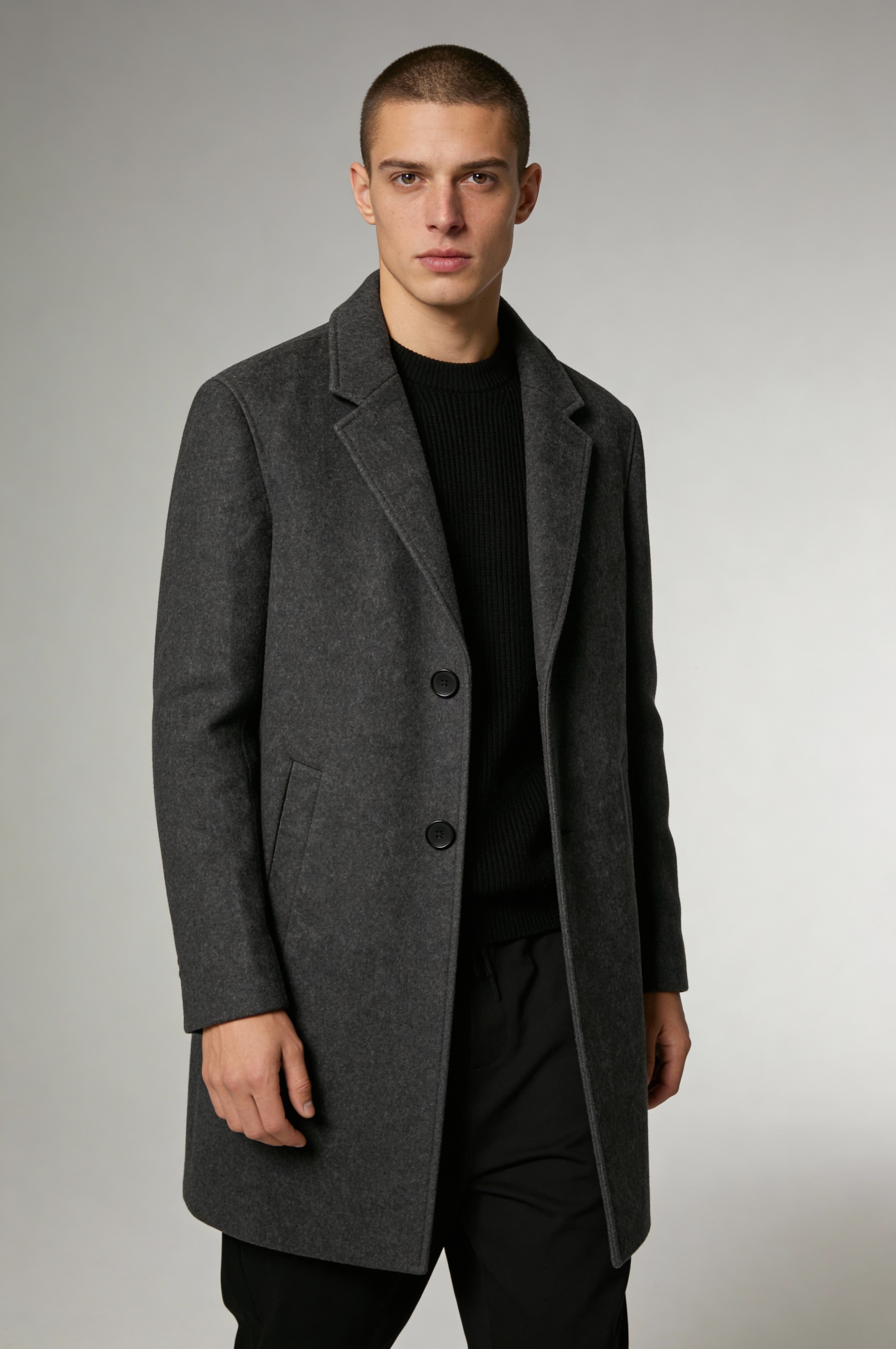 Raventon Overcoat - Black  Gray