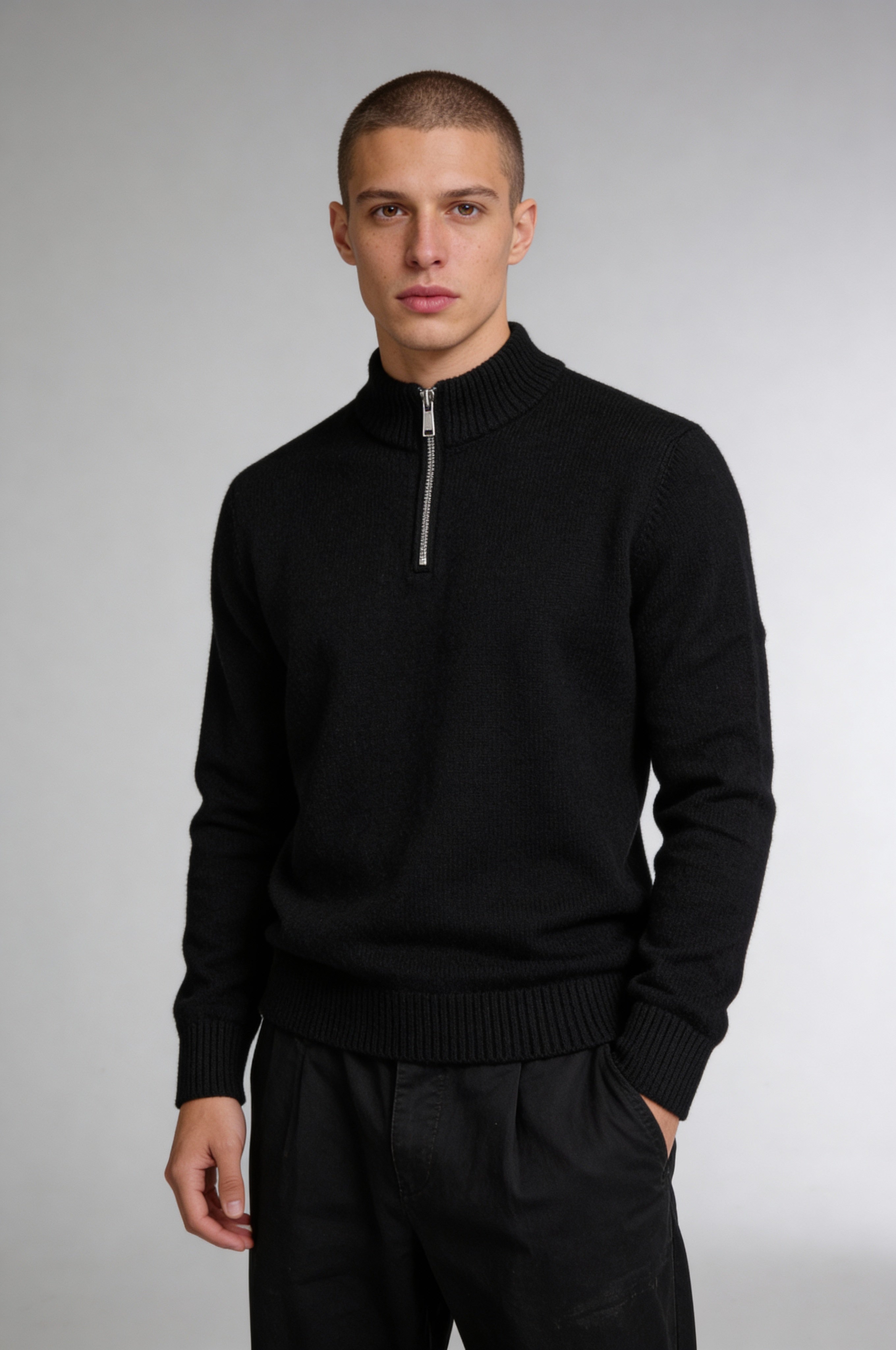Ridgefield Quarter-Zip Sweater – Black