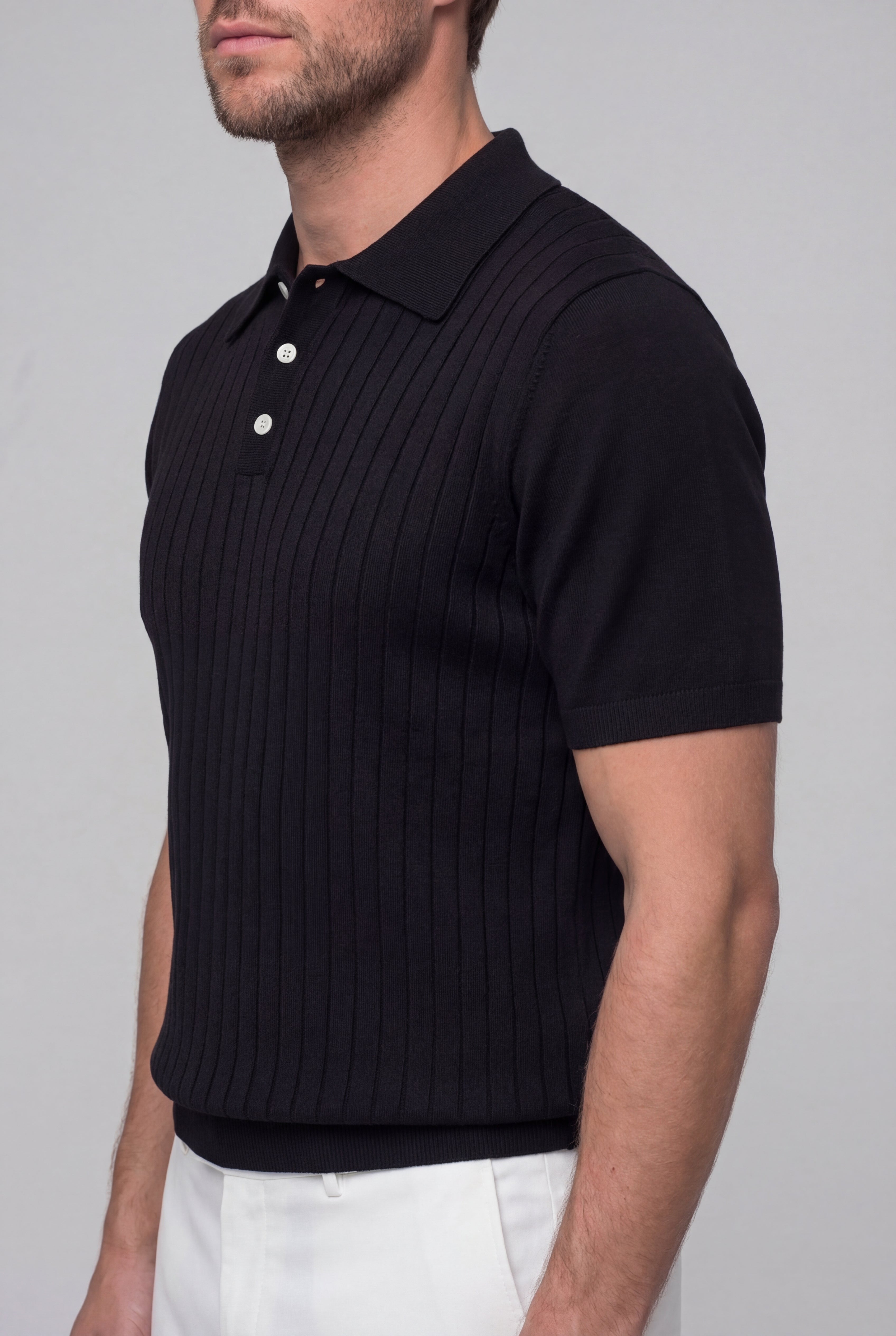 SERANO KNIT POLO SHIRT – BLACK