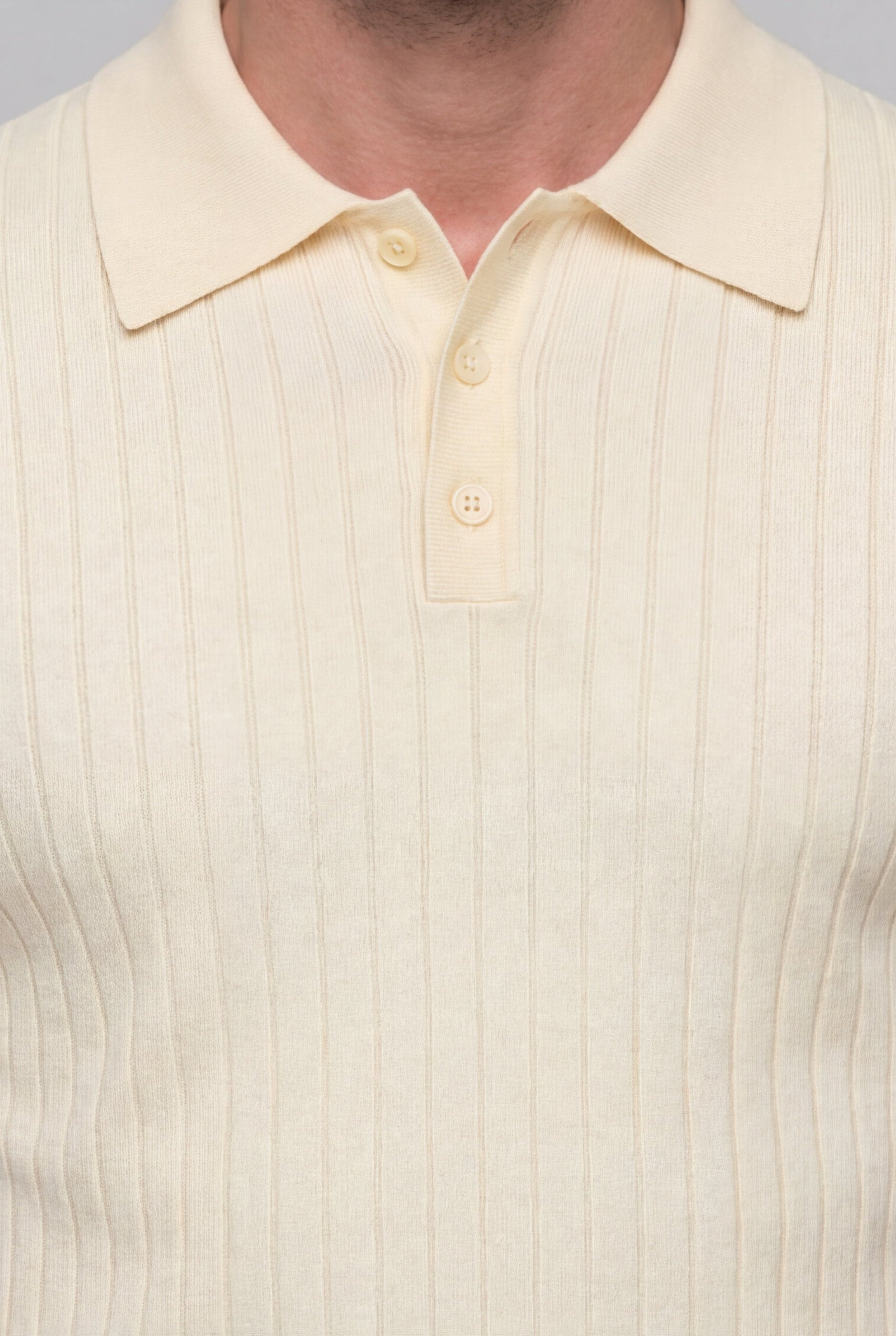 SERANO KNIT POLO SHIRT – MILKY WHITE