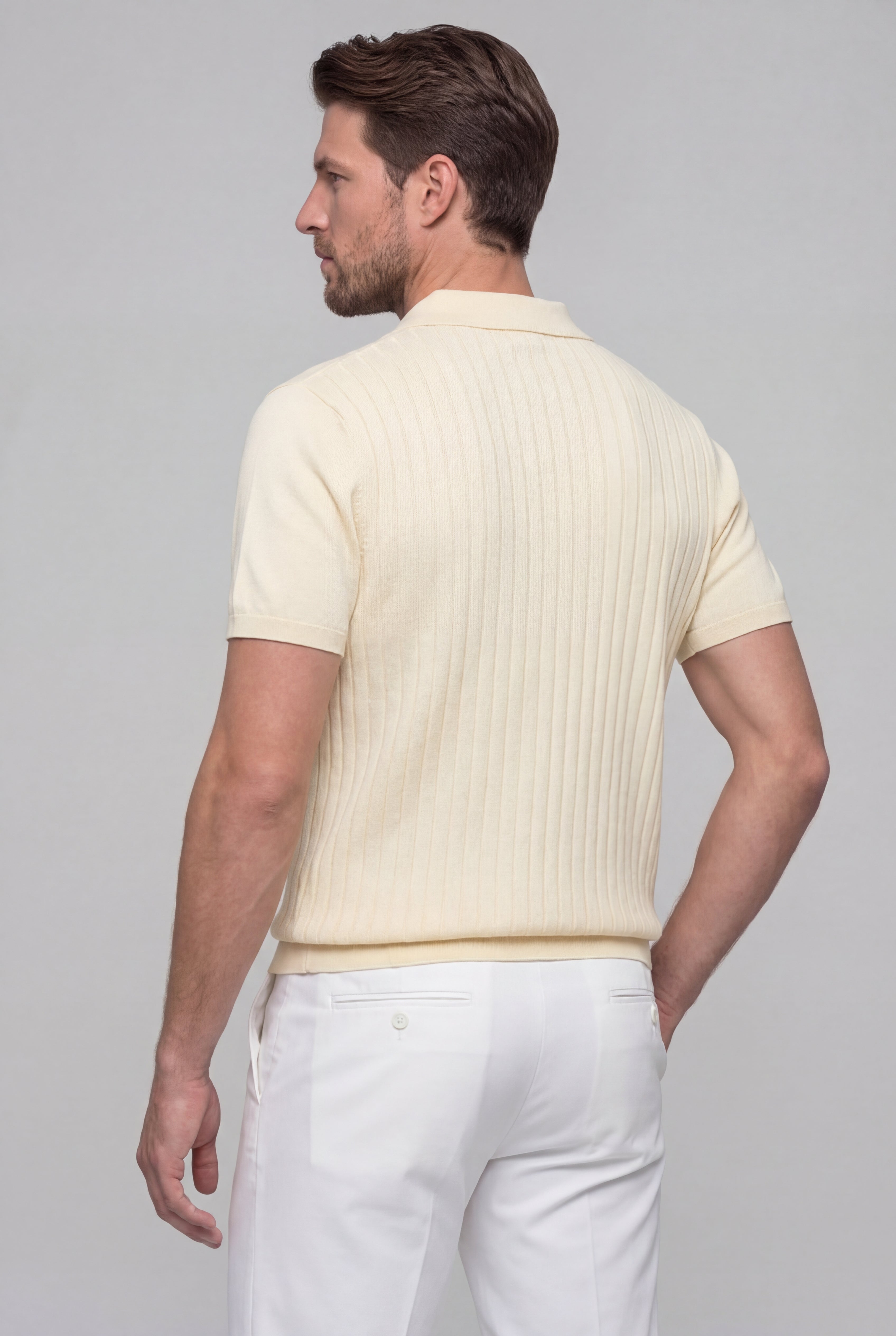 SERANO KNIT POLO SHIRT – MILKY WHITE