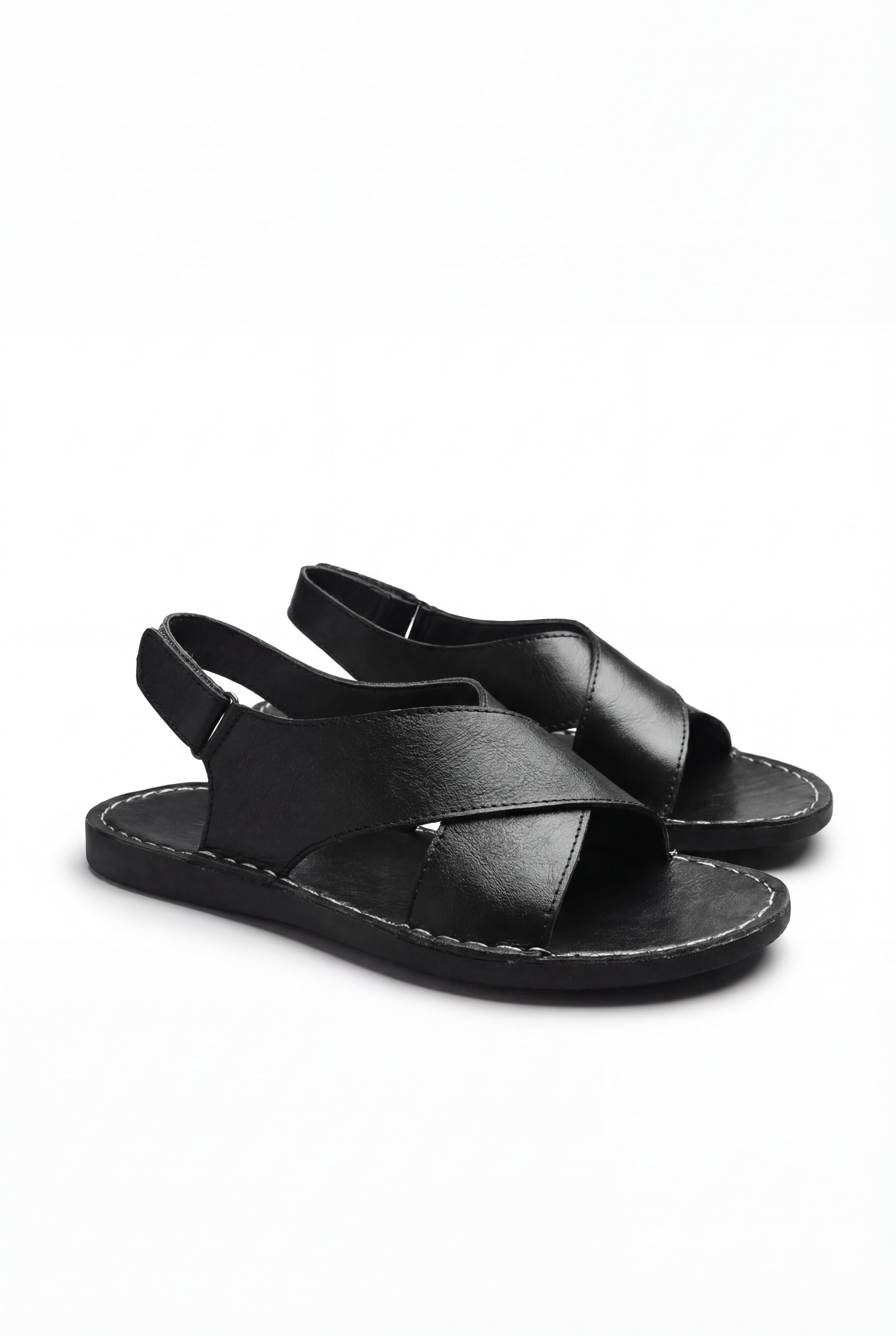SEVARO CROSS STRAP SANDALS – BLACK