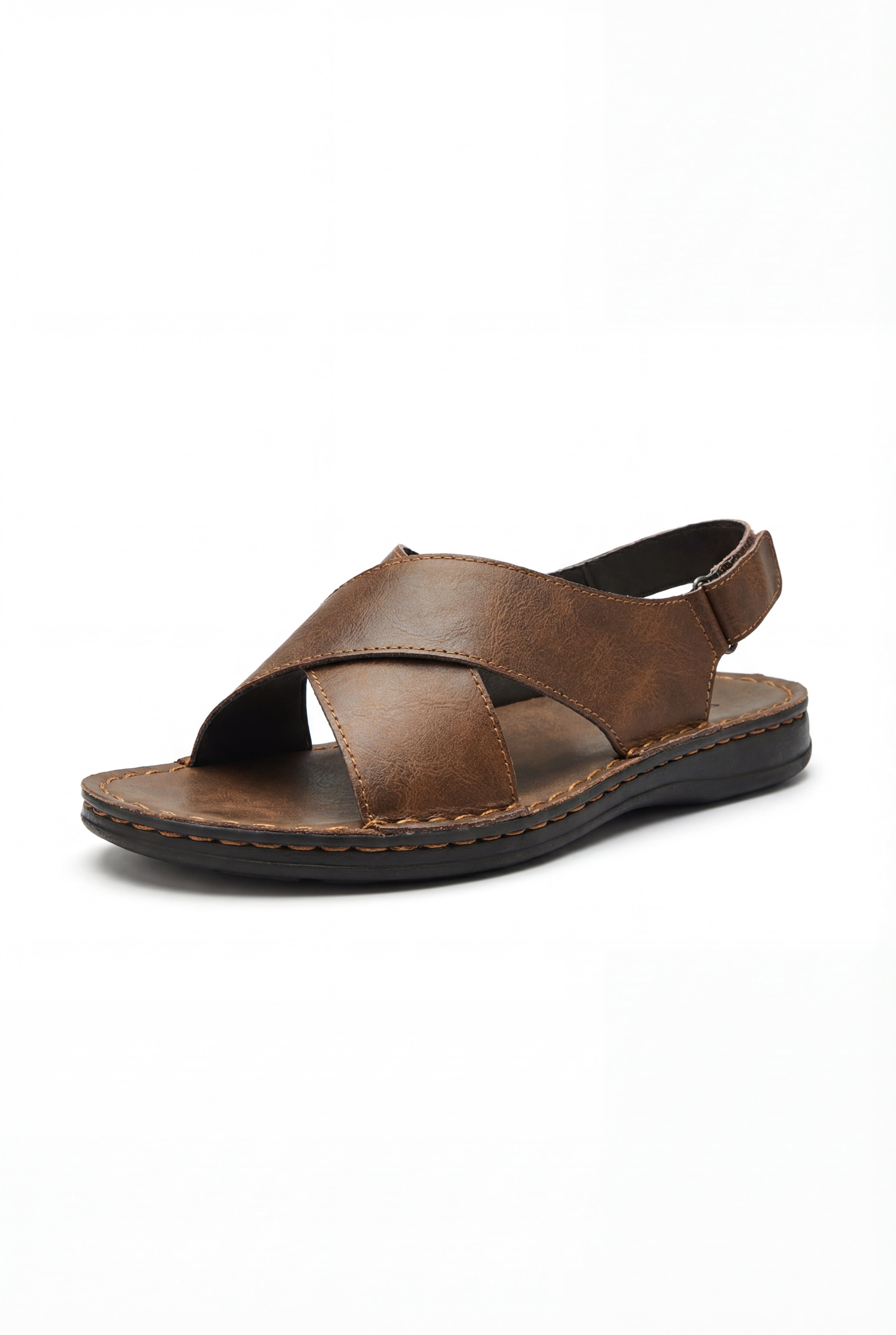 SEVARO CROSS STRAP SANDALS – BROWN