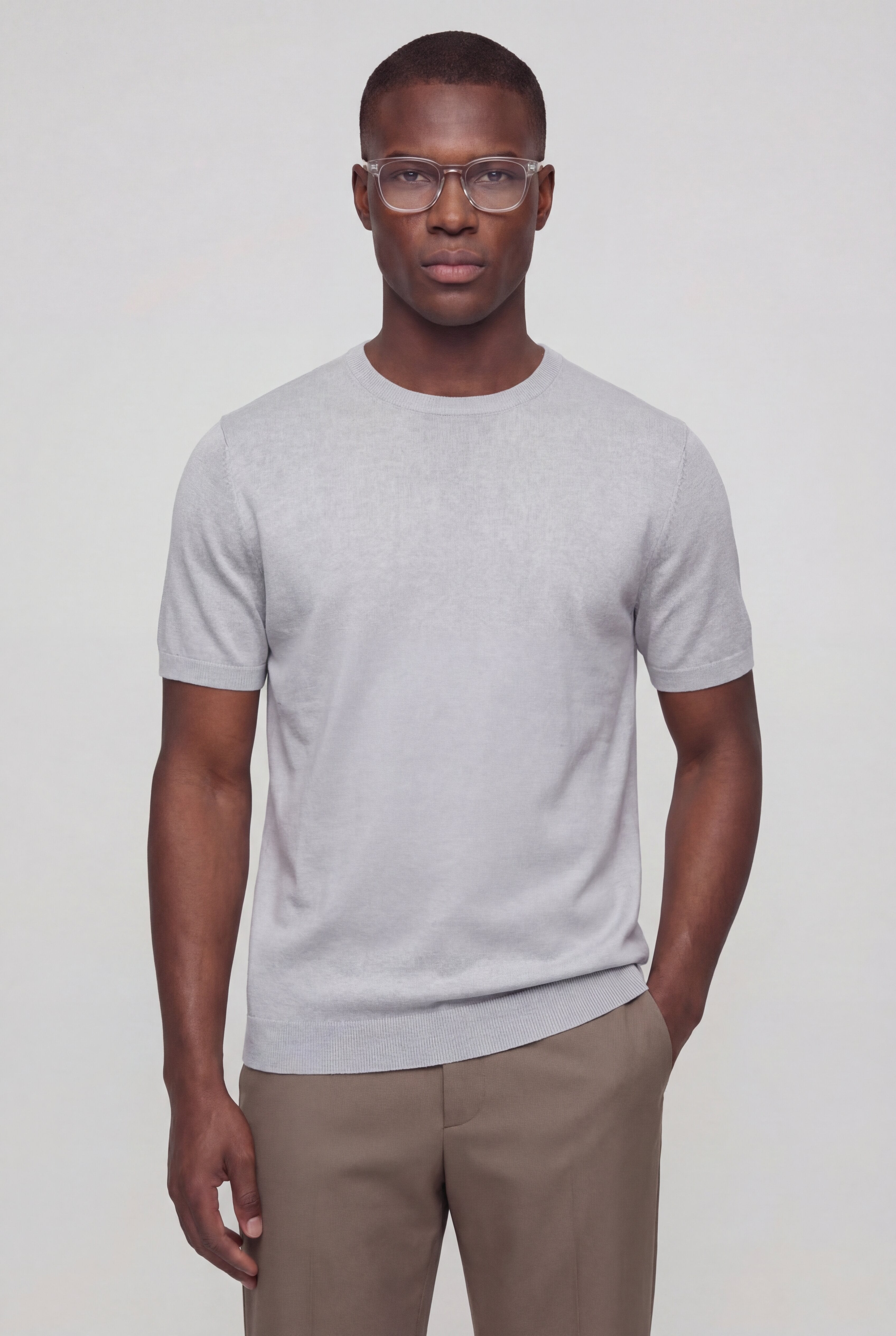 SOLEN KNIT TEE – GRAY
