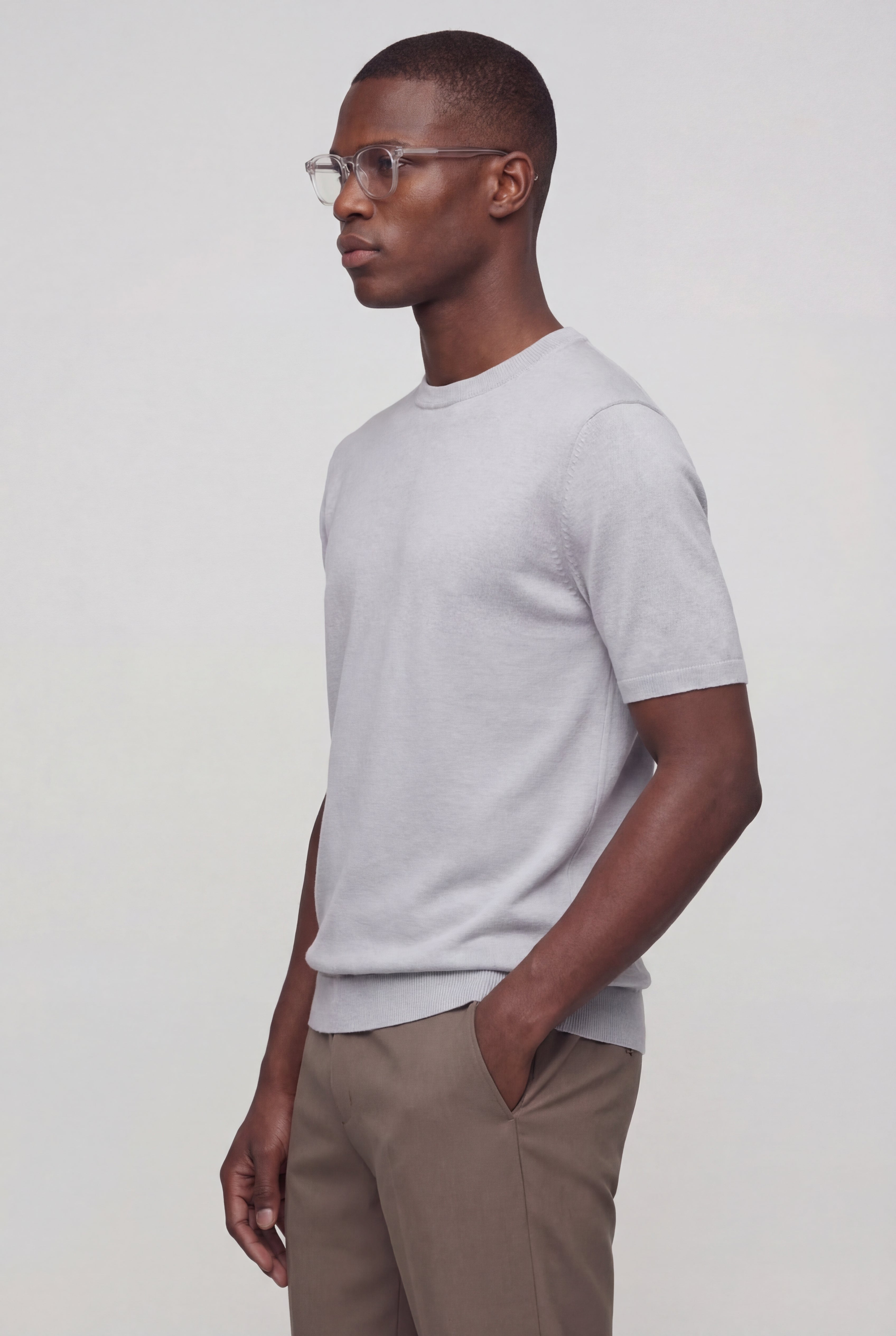 SOLEN KNIT TEE – GRAY