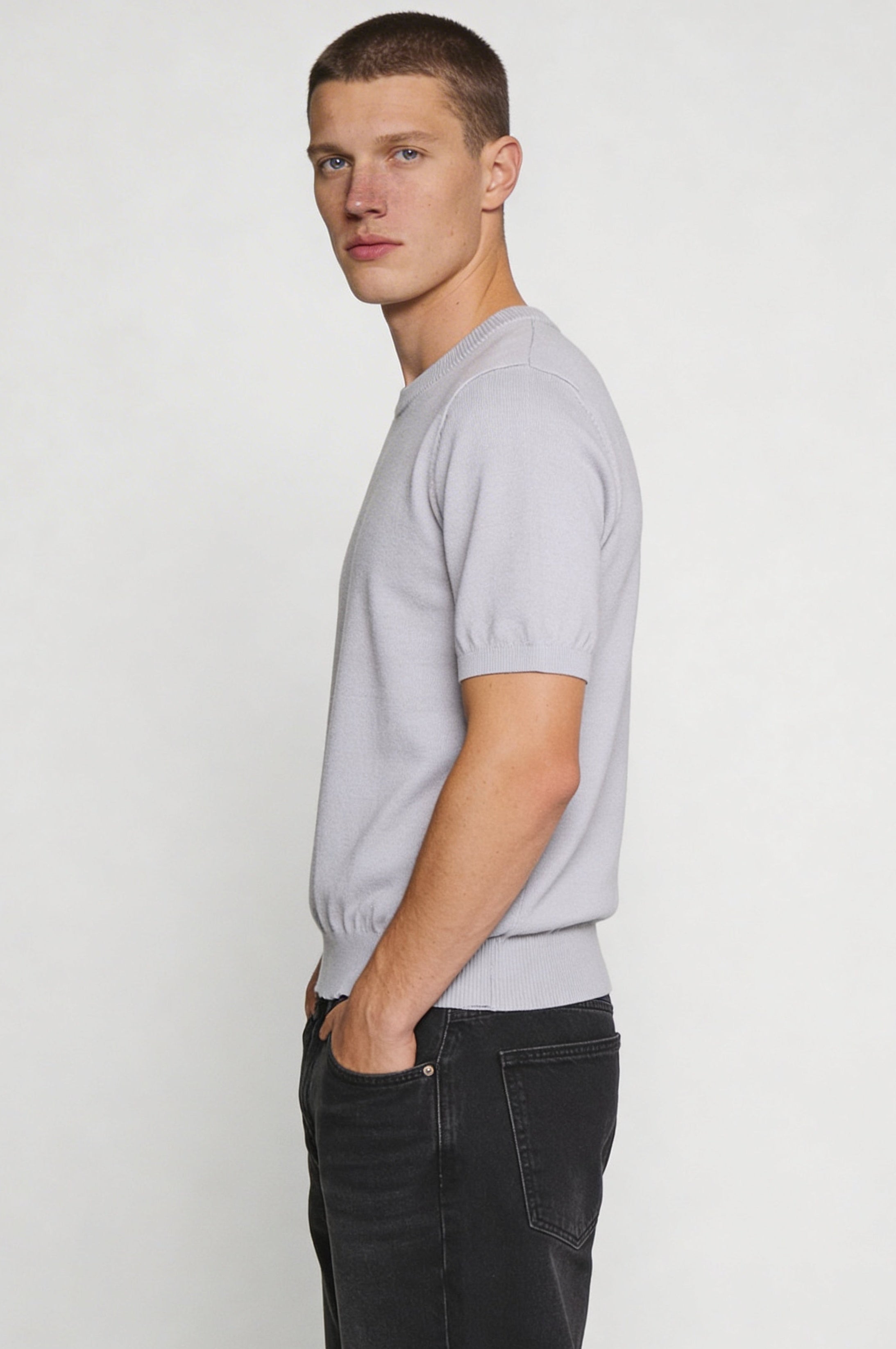 SOLEN KNIT TEE – GRAY