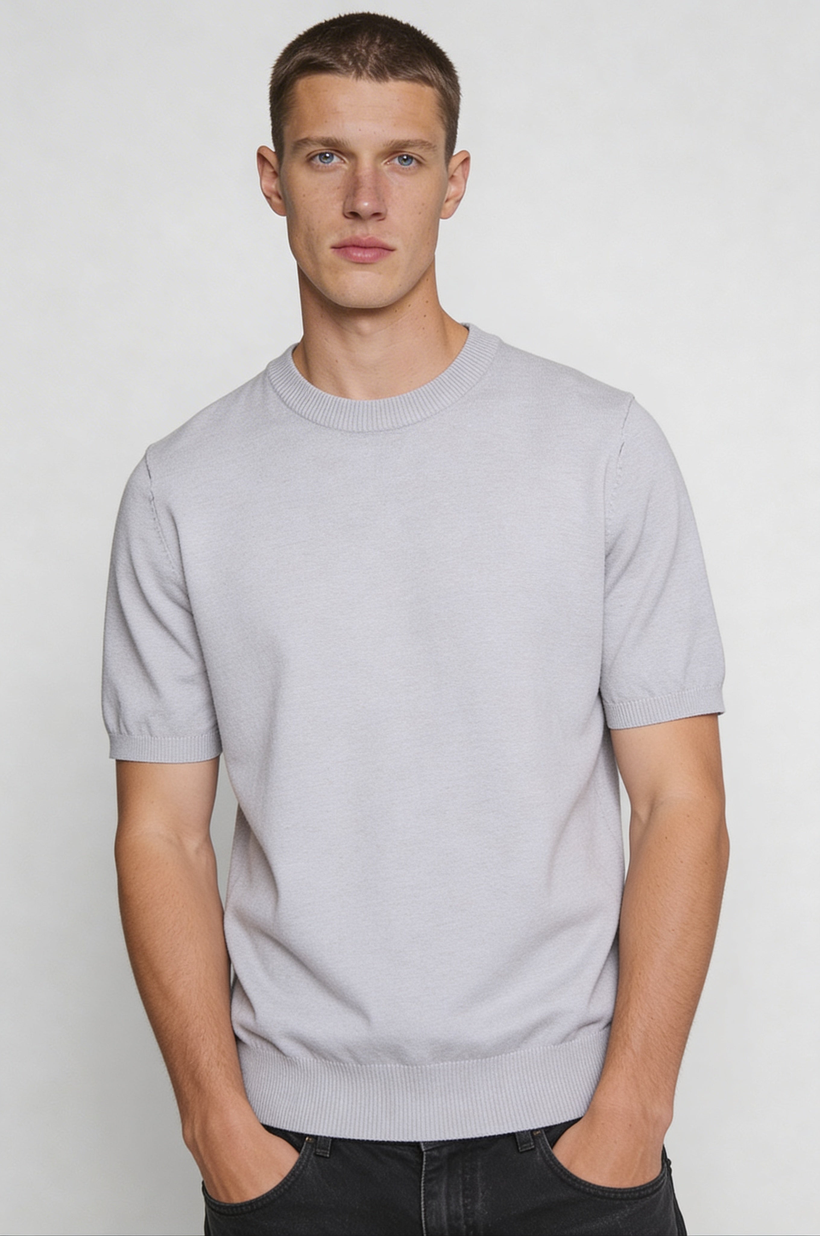 SOLEN KNIT TEE – GRAY