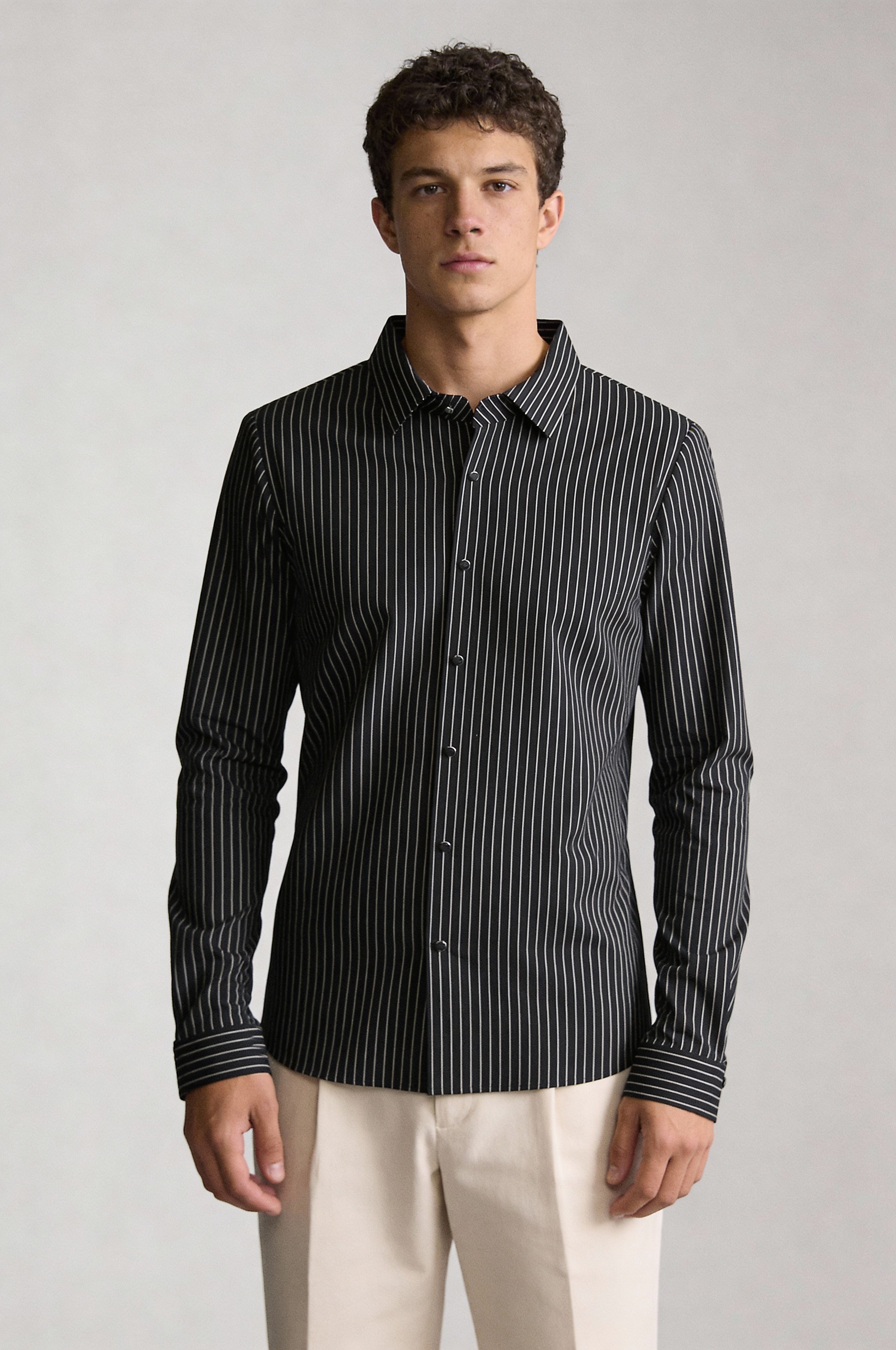 STRAVEN STRIPED SHIRT – BLACK